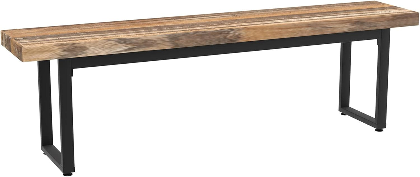 STHOUYN 59” Dining Bench Pair of 2 for 6-8 Person, Farmhouse Indoor Kitchen Table Benches, Bed Bench, Industrial Shoe Bench (Brown 2pcs)