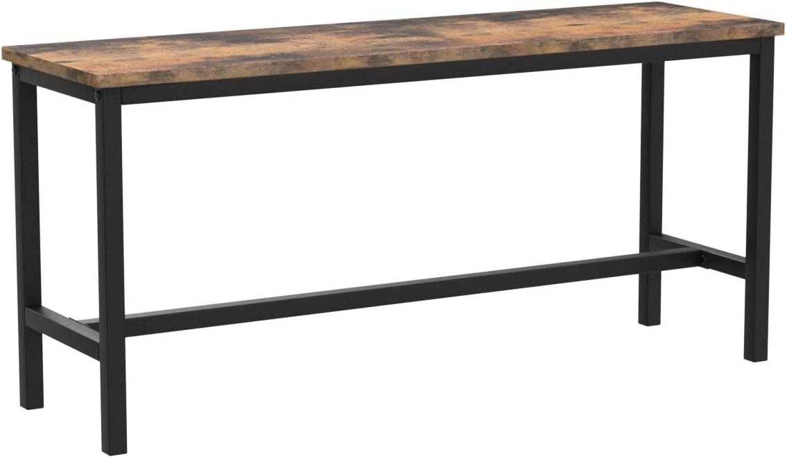 VASAGLE Dining Bench, Pair of 2, Industrial Style, Steel Frame, for Kitchen, Living Room, 12.8 x 42.5 x 19.7 Inches, Rustic Brown + Black,UKTB33X
