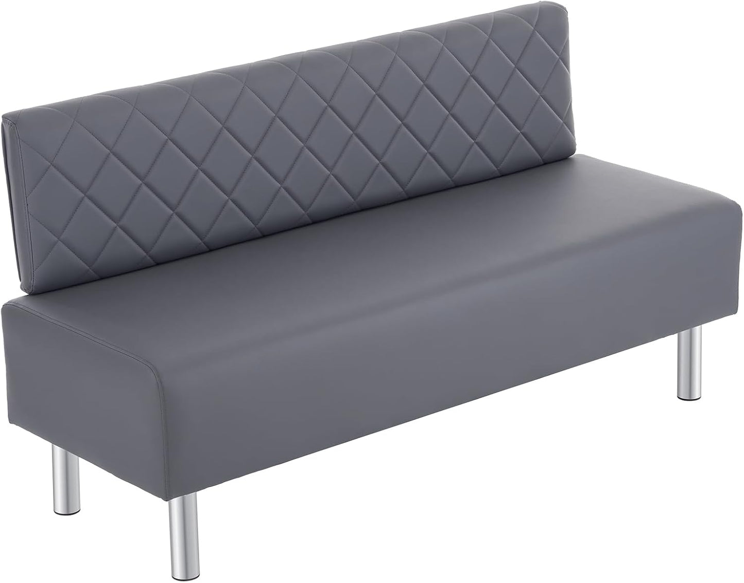 OmySalon Waiting Room Bench with Back, 58.6’’ Office Guest Chair Upholstered Reception Seating, Lobby Furniture for Beauty Salon Barbershop Airport Bank Hall Room Conference, Brown