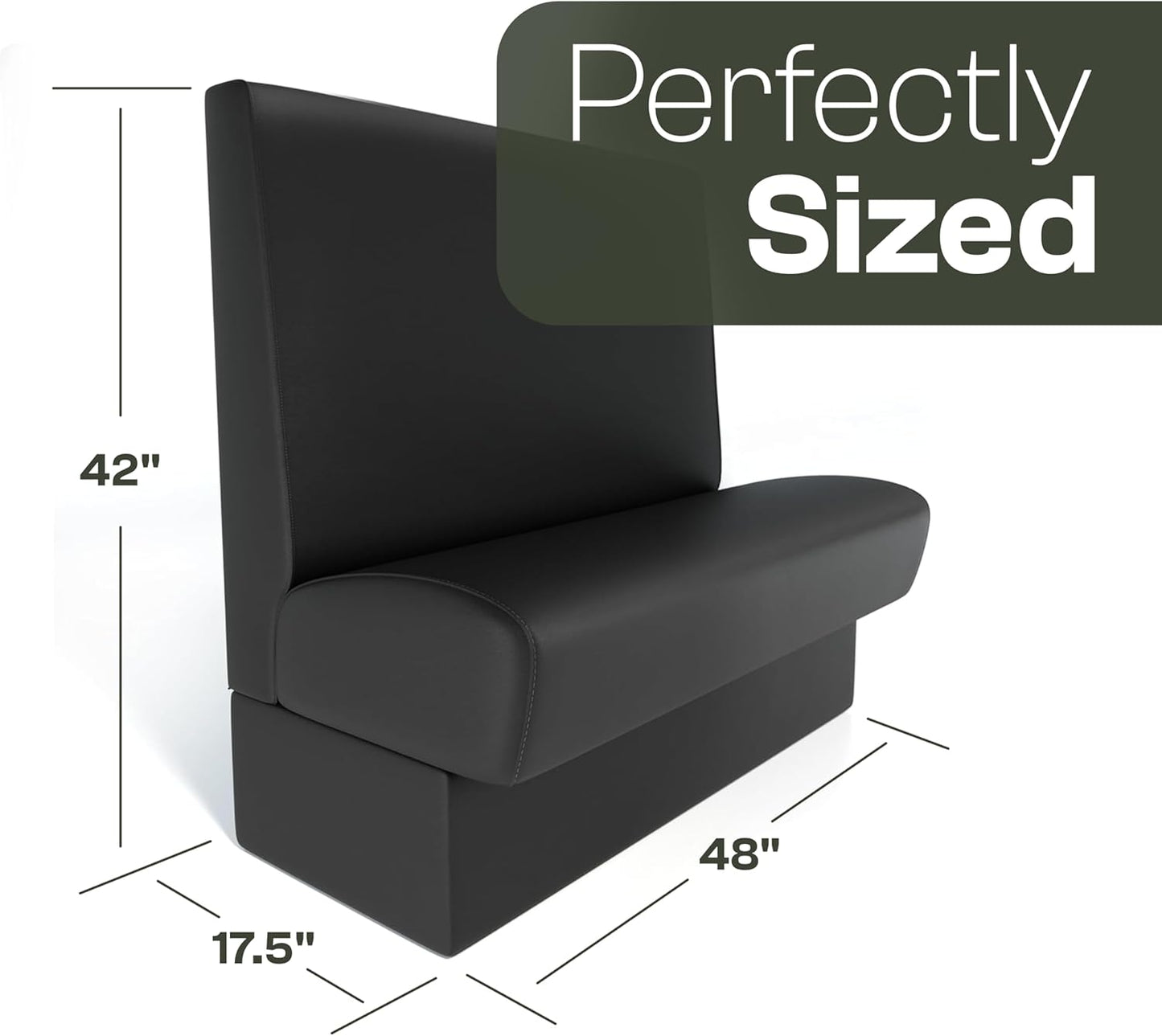 Quick-Ship Restaurant Vinyl Booth Seating Modular Made in The USA 48 Inch Bench for Café, Coffee Shop, Fast Food or Restaurants