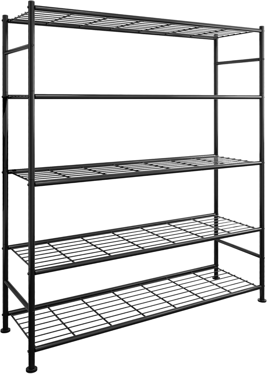Storage Shelves - 5 Tier Shelf Organizer, Heavy Duty Garage Shelving Unit with Leveling Feet, Stable Metal Shelves Organizer for Pantry, Kitchen and Closet, 33.0" W x 12.6" D x 72.0" H, Black