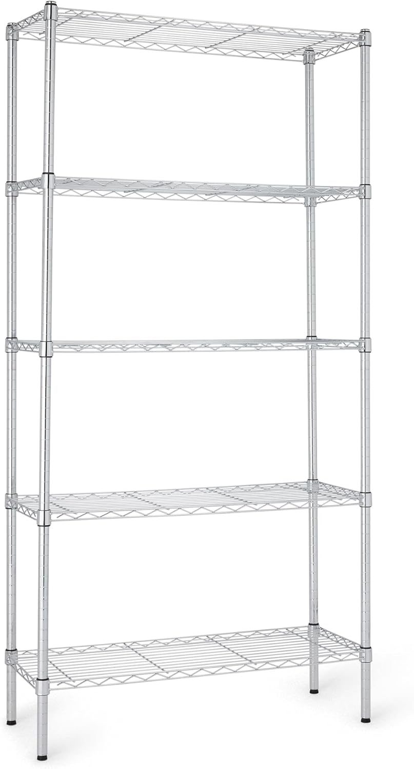 Amazon Basics 4-Shelf Adjustable Heavy Duty Steel Wire Rack Storage Shelving Organizer for Kitchen, Garage, 36" L x 14" W x 54" H, Black