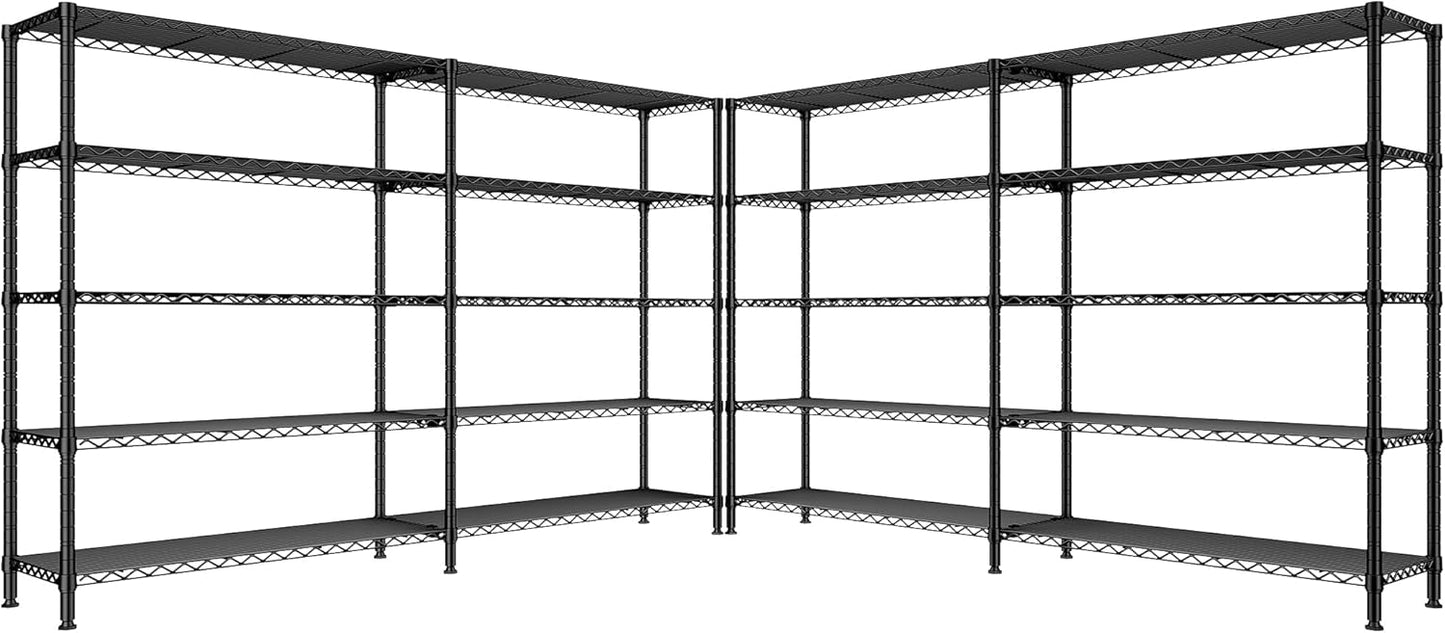 REIBII 70"W Storage Shelves Load 1600LBS, Metal Shelving 5-tier Wire Shelving Unit Metal Shelves for Storage Adjustable Garage Shelving for Pantry Kitchen Garage Commercial school 70"W*15.8"D*72.4"H