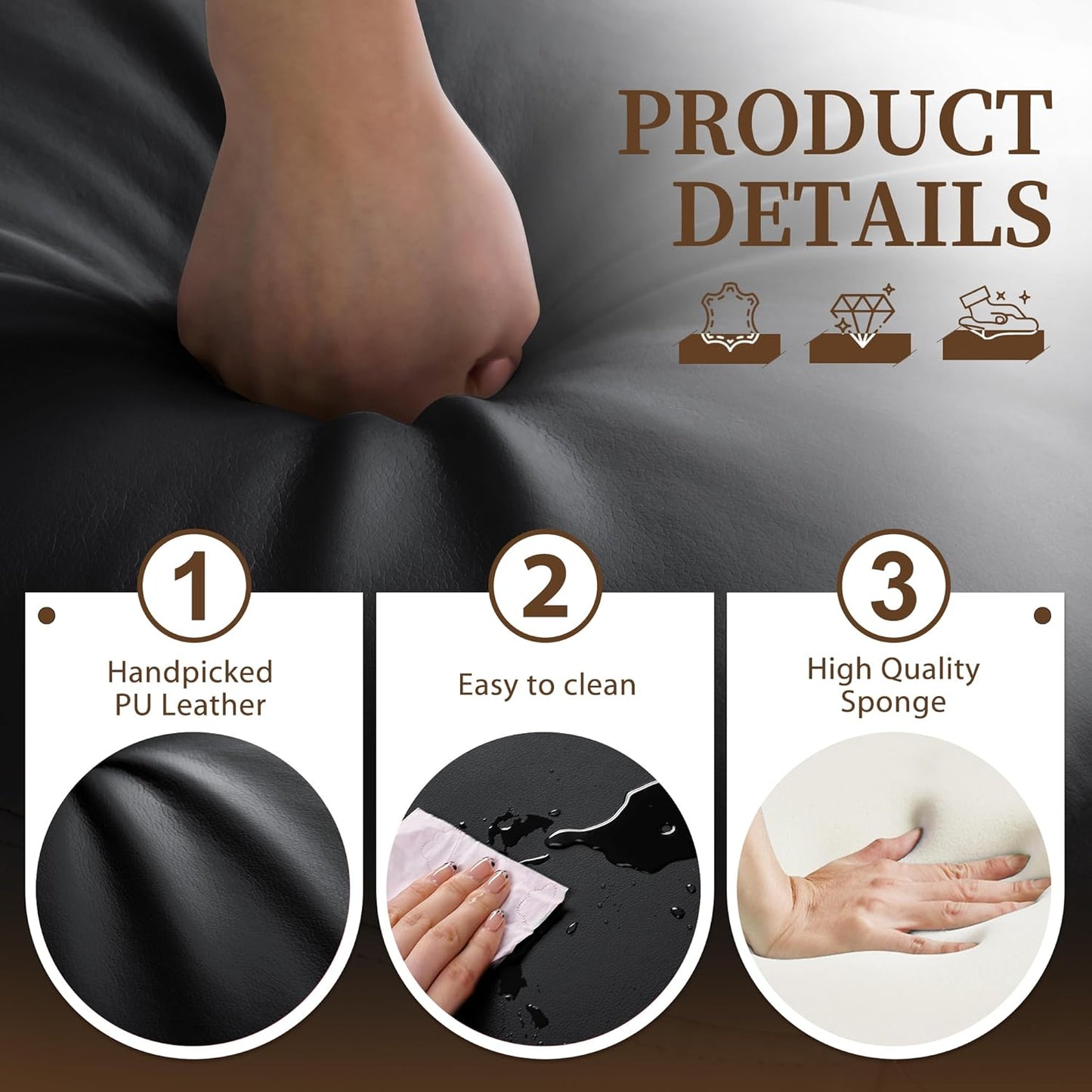 Furniwell Waiting Room Bench with 3 Seats,Faux Leather Reception Bench Upholstered Office Guest Chair Seating,Waiting Room Chair for Salon,Conference Room and Shop (Black)