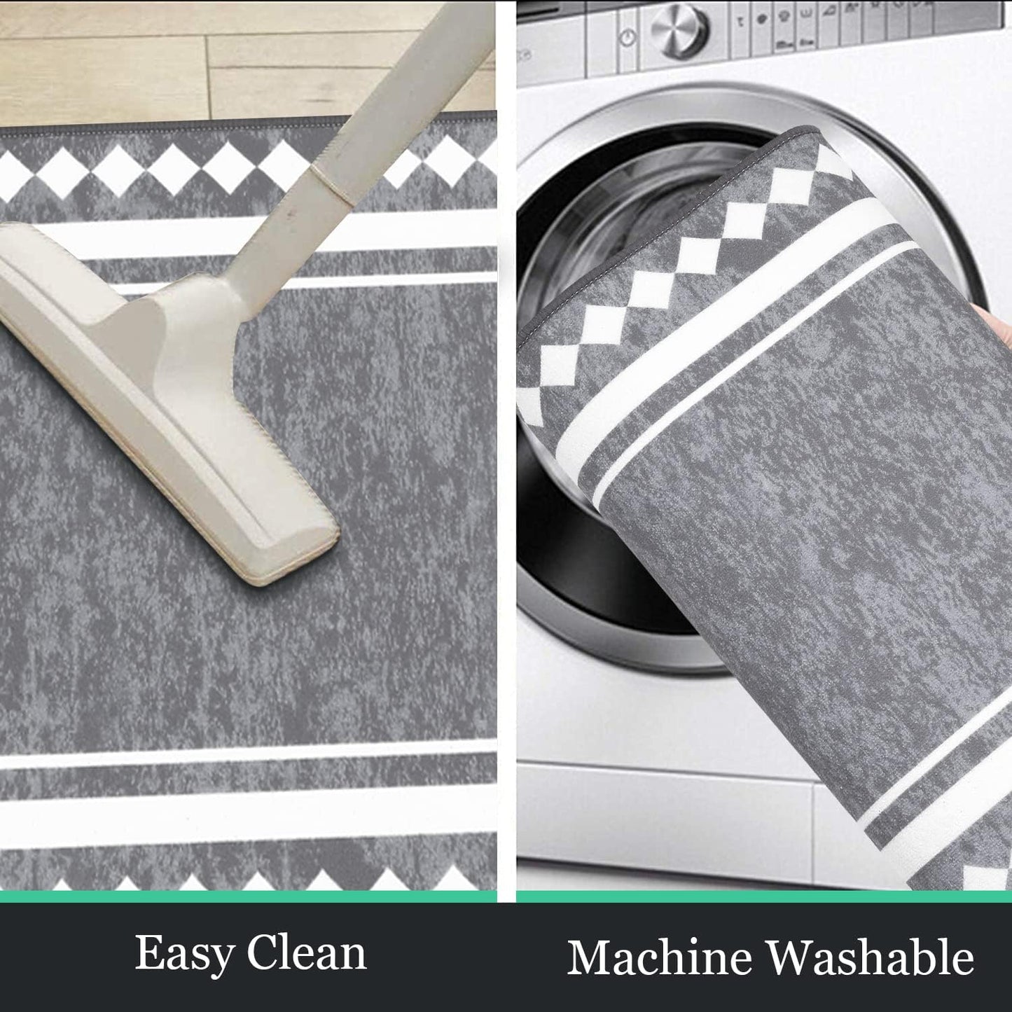 HEBE Farmhouse Kitchen Rugs Sets of 3 Non Slip Washable Boho Kitchen Rugs and Mats for Floor Kitchen Runner Rug Floor Carpet for Kitchen, Laundry, Hallways