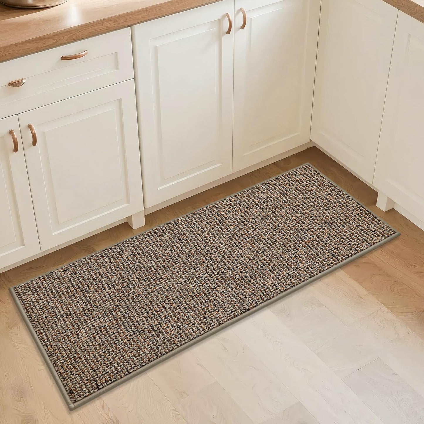 BEQHAUSE Kitchen Rugs and Mats 2PCS, Non-Slip Kitchen Mats for Floor, Absorbent and Stain Resistant Kitchen Runner, Machine Washable Rugs for Kitchen, Laundry & Sink, 20"x32"+20"x48", Taupe