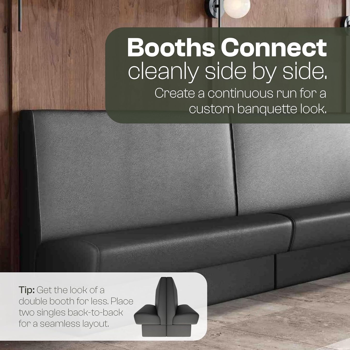 Quick-Ship Restaurant Vinyl Booth Seating Modular Made in The USA 48 Inch Bench for Café, Coffee Shop, Fast Food or Restaurants