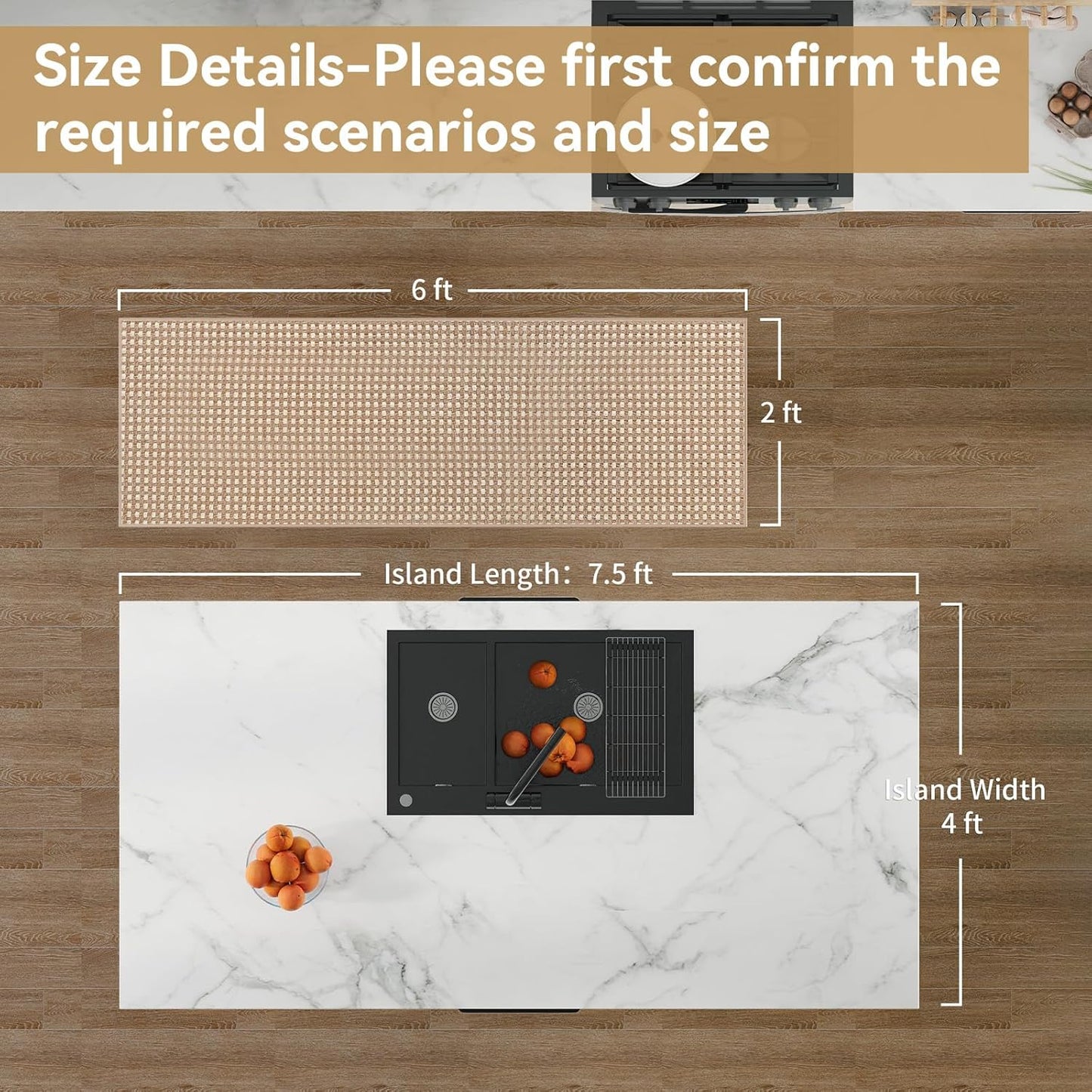 2x6 ft Boho Kitchen Runner Rugs Mat Non Slip Woven Runners for Hallways Washable, Soft Long Entryway Laundry Hall Floor Runner Carpet for Indoor Backdoor Bedroom Kitchen Living Room, Brown