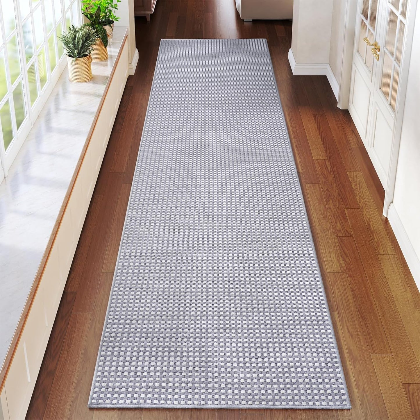 2x6 ft Boho Kitchen Runner Rugs Mat Non Slip Woven Runners for Hallways Washable, Soft Long Entryway Laundry Hall Floor Runner Carpet for Indoor Backdoor Bedroom Kitchen Living Room, Brown