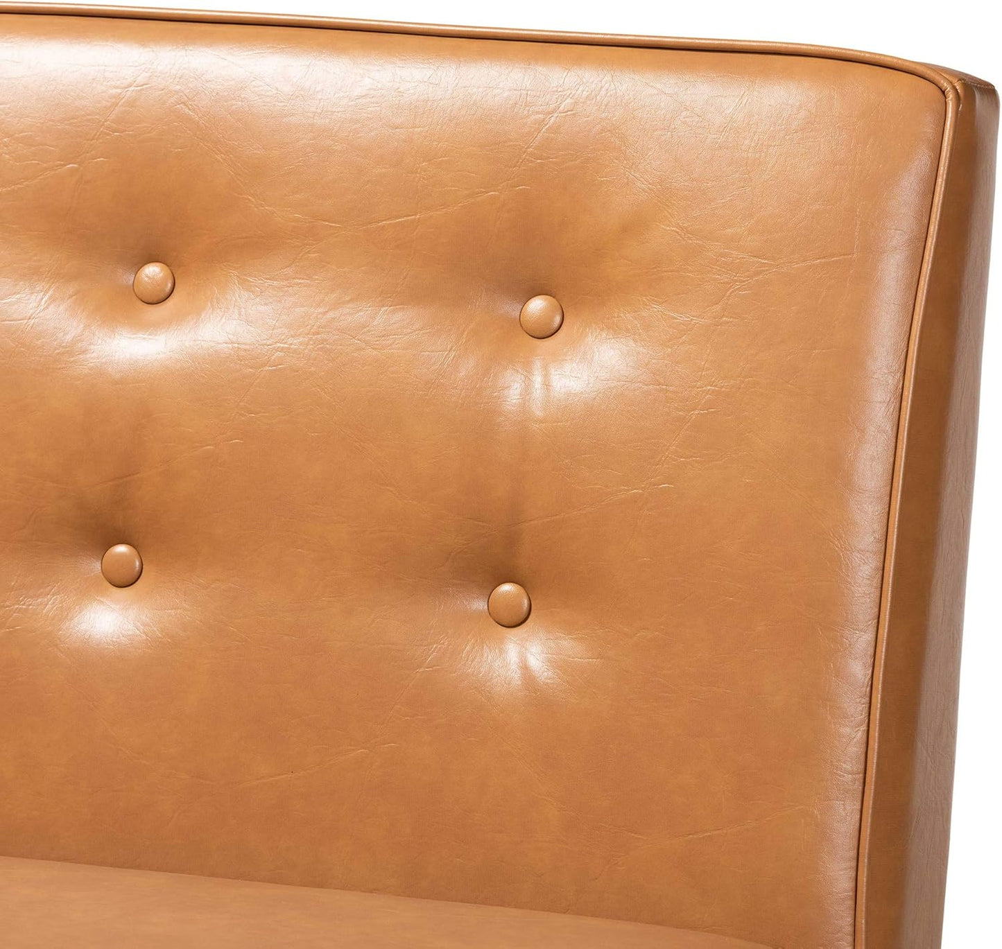 Baxton Studio Arvid Mid-Century Modern Tan Faux Leather Upholstered and Walnut Brown Finished Wood 2-Piece Dining Corner Sofa Bench