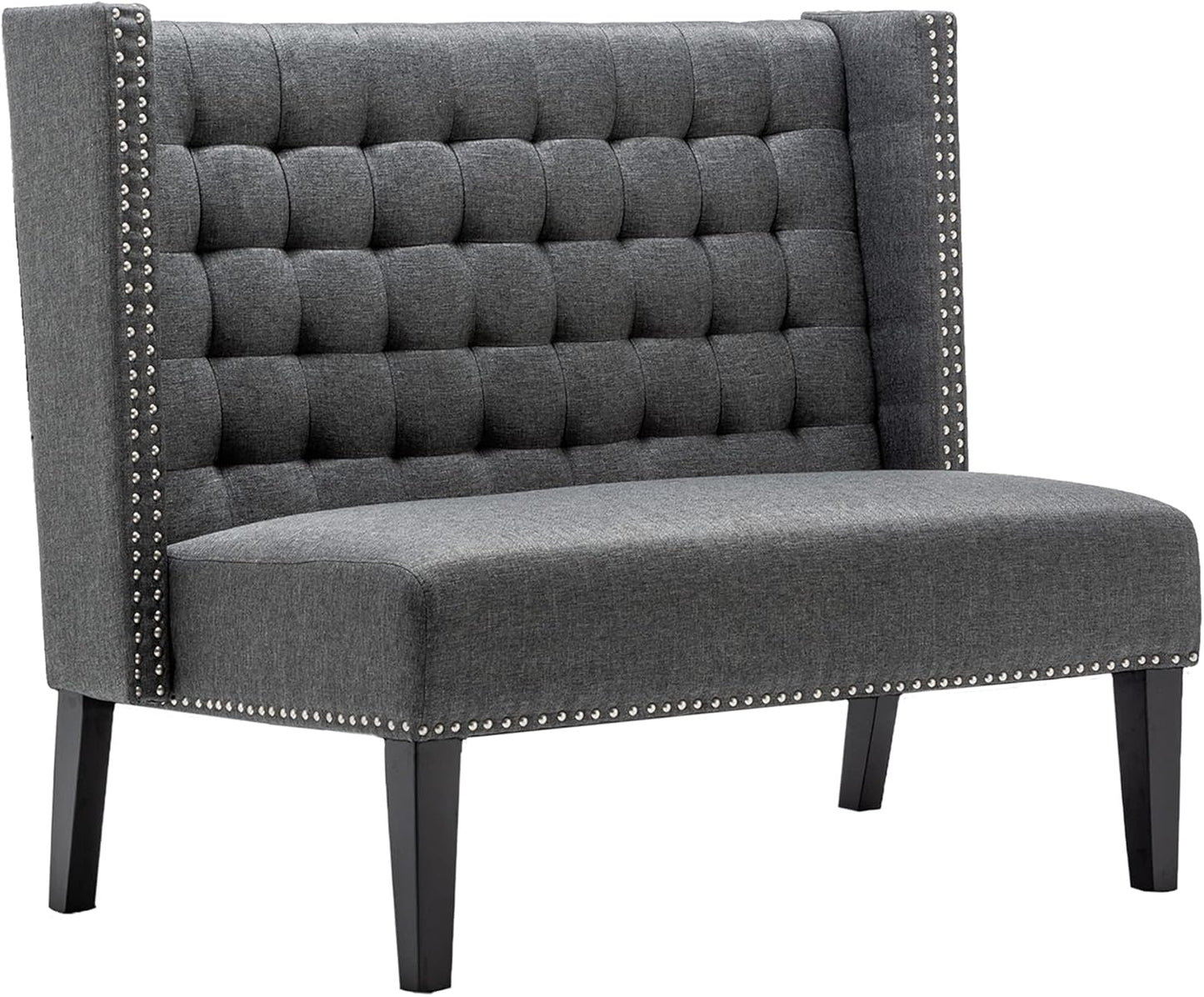 Andeworld Modern Loveseat Settee Bench Sofa Couch, Upholstered Banquette Dining Bench with Back for Dining Living Room Hallway or Entryway Seating,Slate