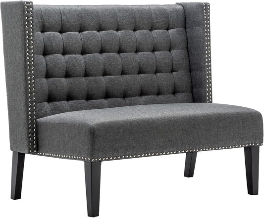 Andeworld Modern Loveseat Settee Bench Sofa Couch, Upholstered Banquette Dining Bench with Back for Dining Living Room Hallway or Entryway Seating,Slate