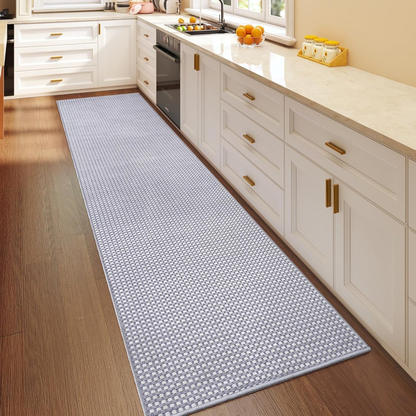 2x6 ft Boho Kitchen Runner Rugs Mat Non Slip Woven Runners for Hallways Washable, Soft Long Entryway Laundry Hall Floor Runner Carpet for Indoor Backdoor Bedroom Kitchen Living Room, Brown