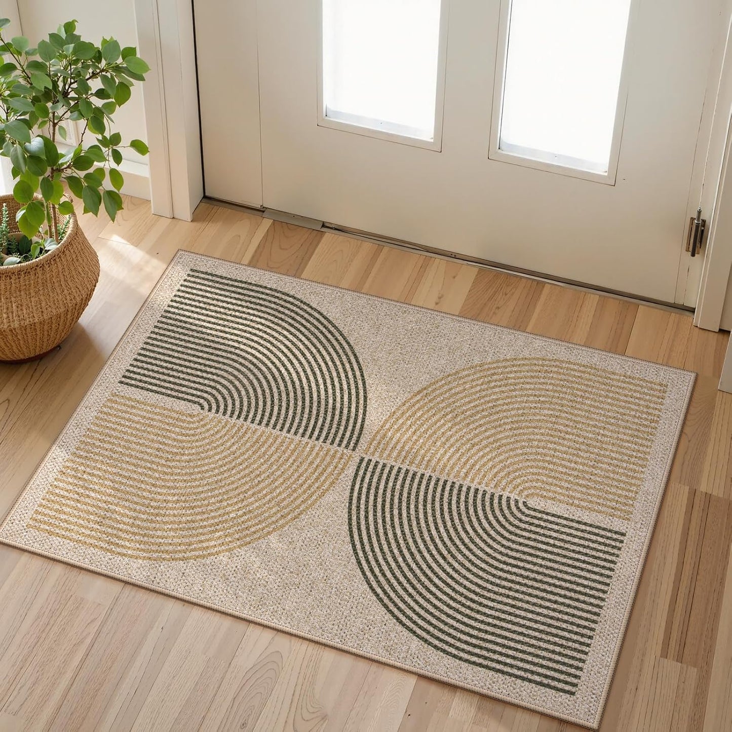 Lahome Modern Rainbow Easy Jute Rug, 2x6 Kitchen Runner Washable Rug Runners for Hallways Farmhouse Carpet, Non Slip Indoor Outdoor Runner Contemporary Door Mat for Laundry Porch