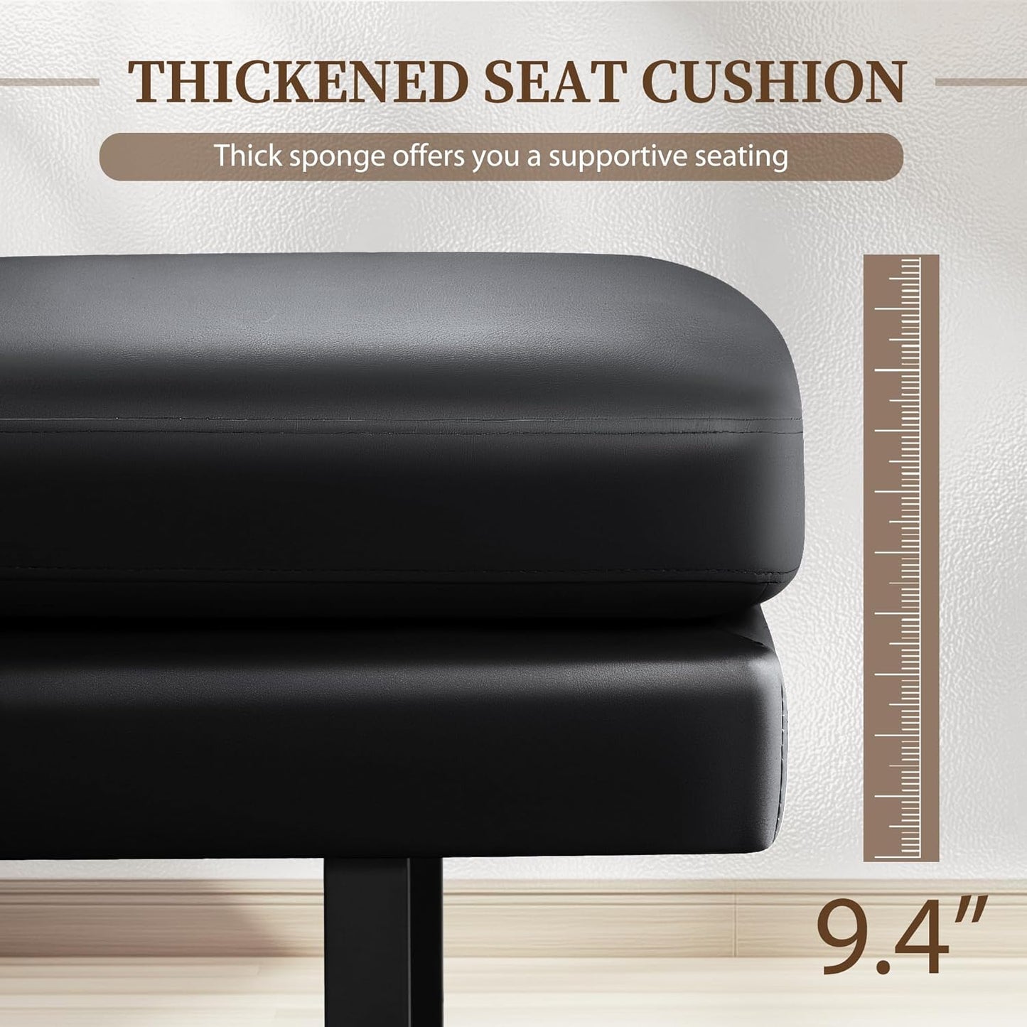 Furniwell Waiting Room Bench with 3 Seats,Faux Leather Reception Bench Upholstered Office Guest Chair Seating,Waiting Room Chair for Salon,Conference Room and Shop (Black)