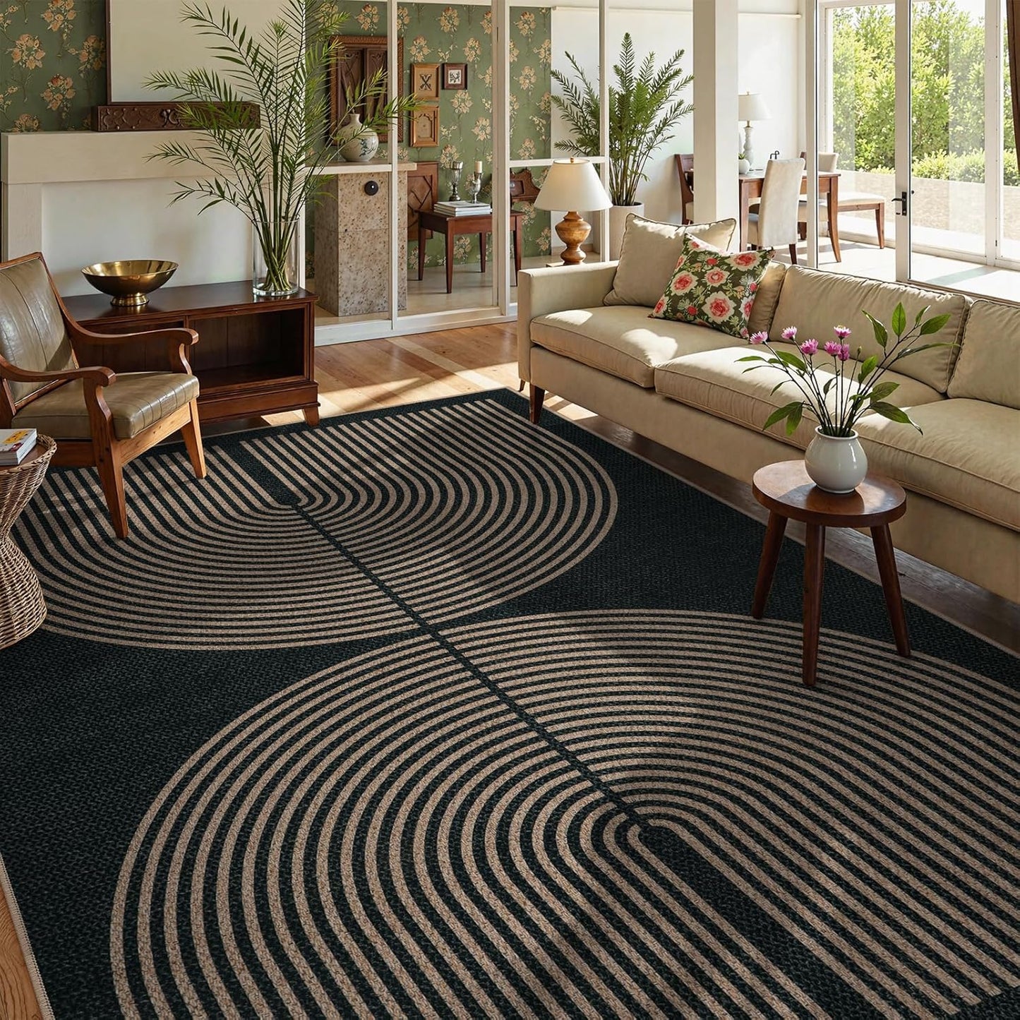 Lahome Modern Rainbow Easy Jute Rug, 2x6 Kitchen Runner Washable Rug Runners for Hallways Farmhouse Carpet, Non Slip Indoor Outdoor Runner Contemporary Door Mat for Laundry Porch