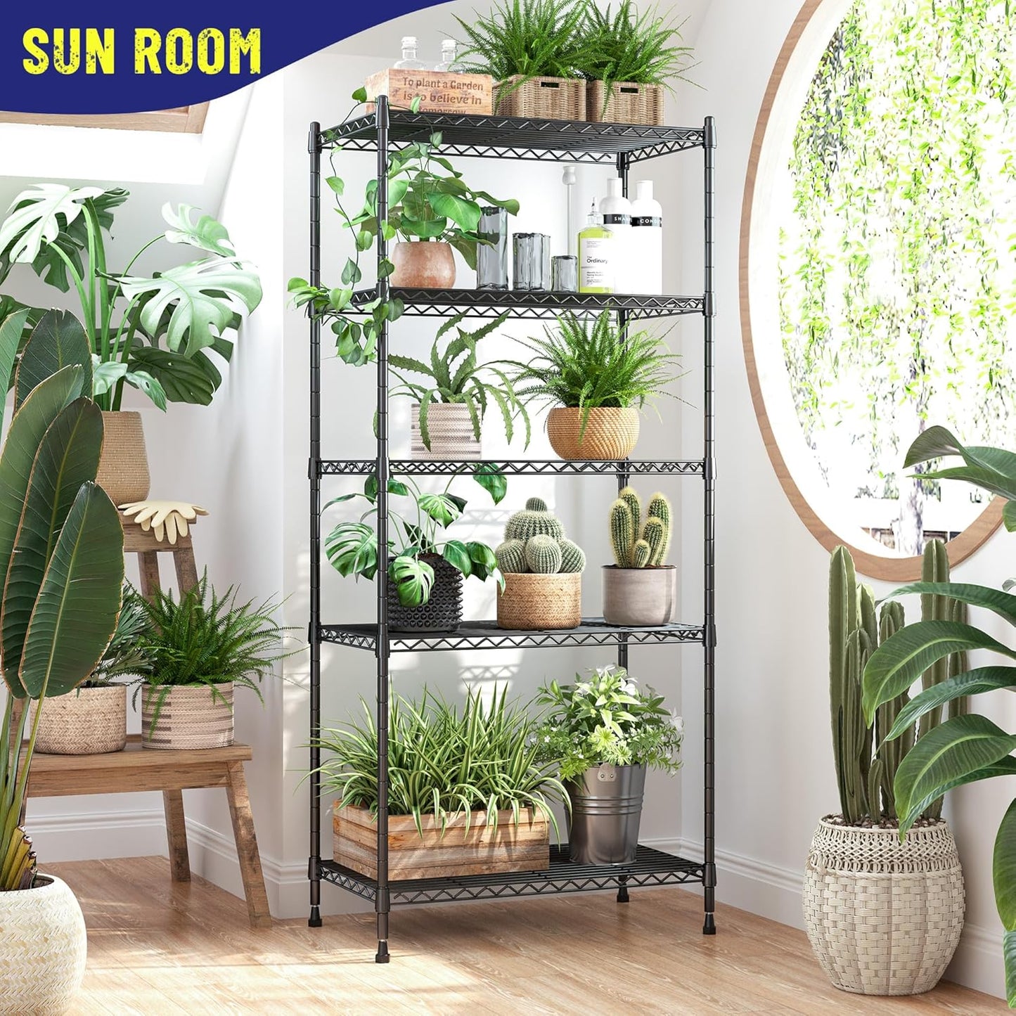 5 Tier Storage Shelves 1010LBS Wire Shelving Unit Adjustable Metal Shelving Pantry Shelves Sturdy Steel Commercial Shelf for Kitchen Pantry Closet Laundry School,13.6" D x 21.5" W x 59.4" H