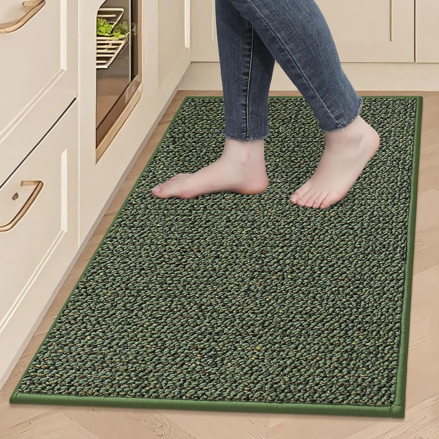 BEQHAUSE Kitchen Rugs and Mats 2PCS, Non-Slip Kitchen Mats for Floor, Absorbent and Stain Resistant Kitchen Runner, Machine Washable Rugs for Kitchen, Laundry & Sink, 20"x32"+20"x48", Taupe