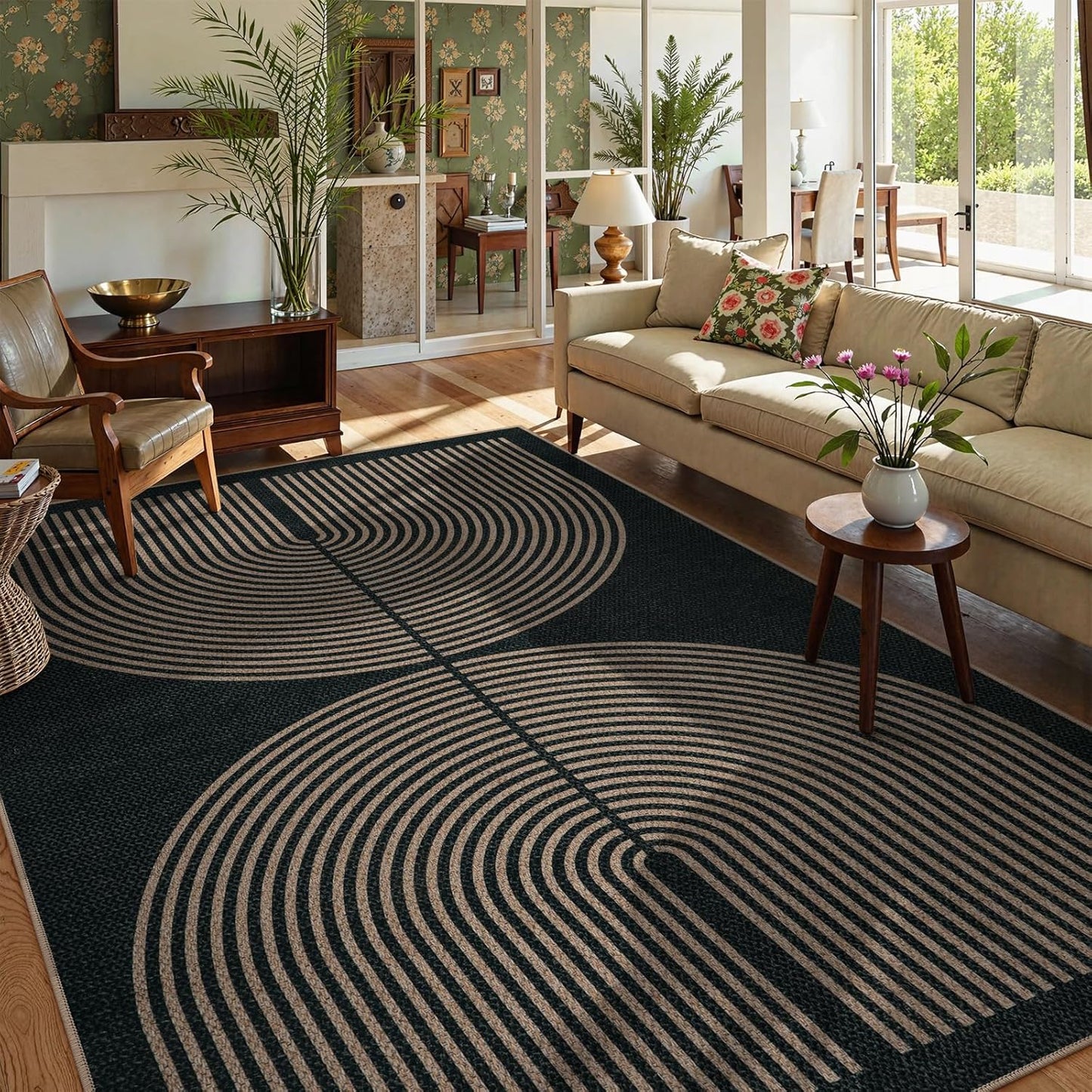 Lahome Modern Rainbow Easy Jute Rug, 2x6 Kitchen Runner Washable Rug Runners for Hallways Farmhouse Carpet, Non Slip Indoor Outdoor Runner Contemporary Door Mat for Laundry Porch