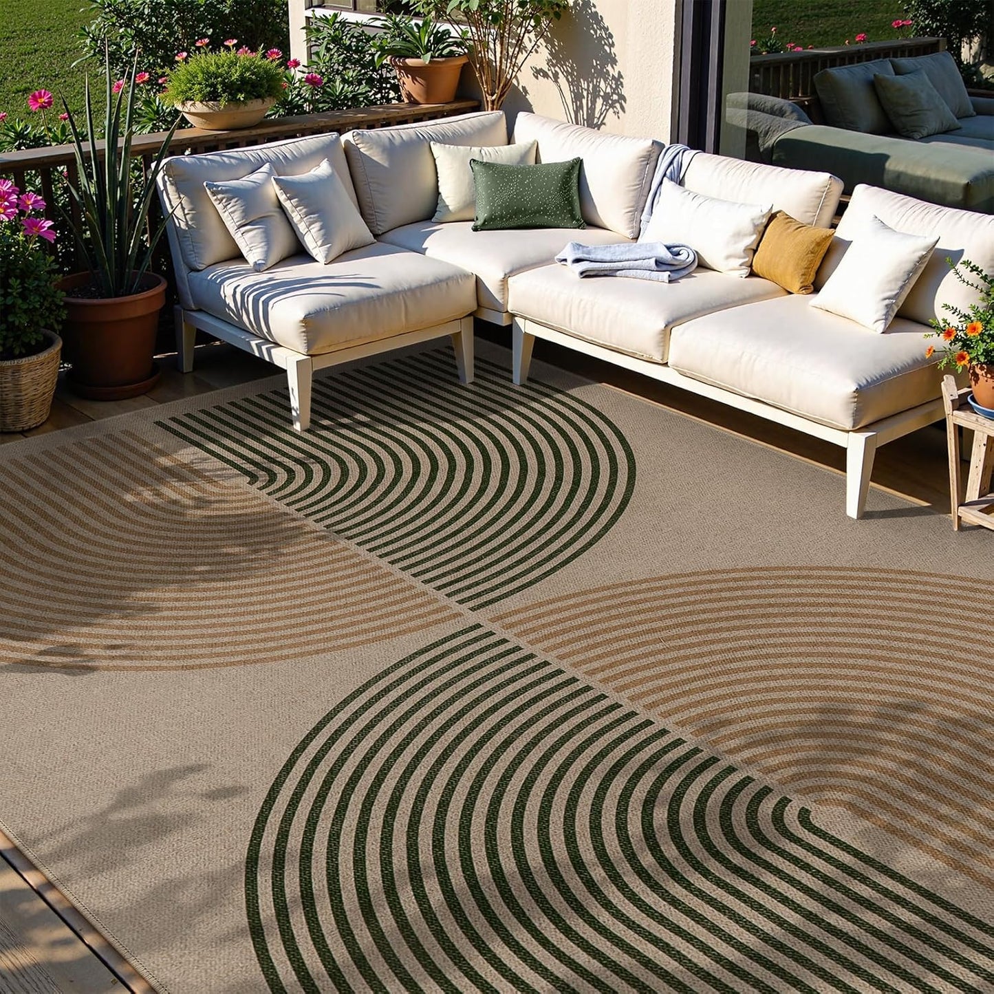 Lahome Modern Rainbow Easy Jute Rug, 2x6 Kitchen Runner Washable Rug Runners for Hallways Farmhouse Carpet, Non Slip Indoor Outdoor Runner Contemporary Door Mat for Laundry Porch