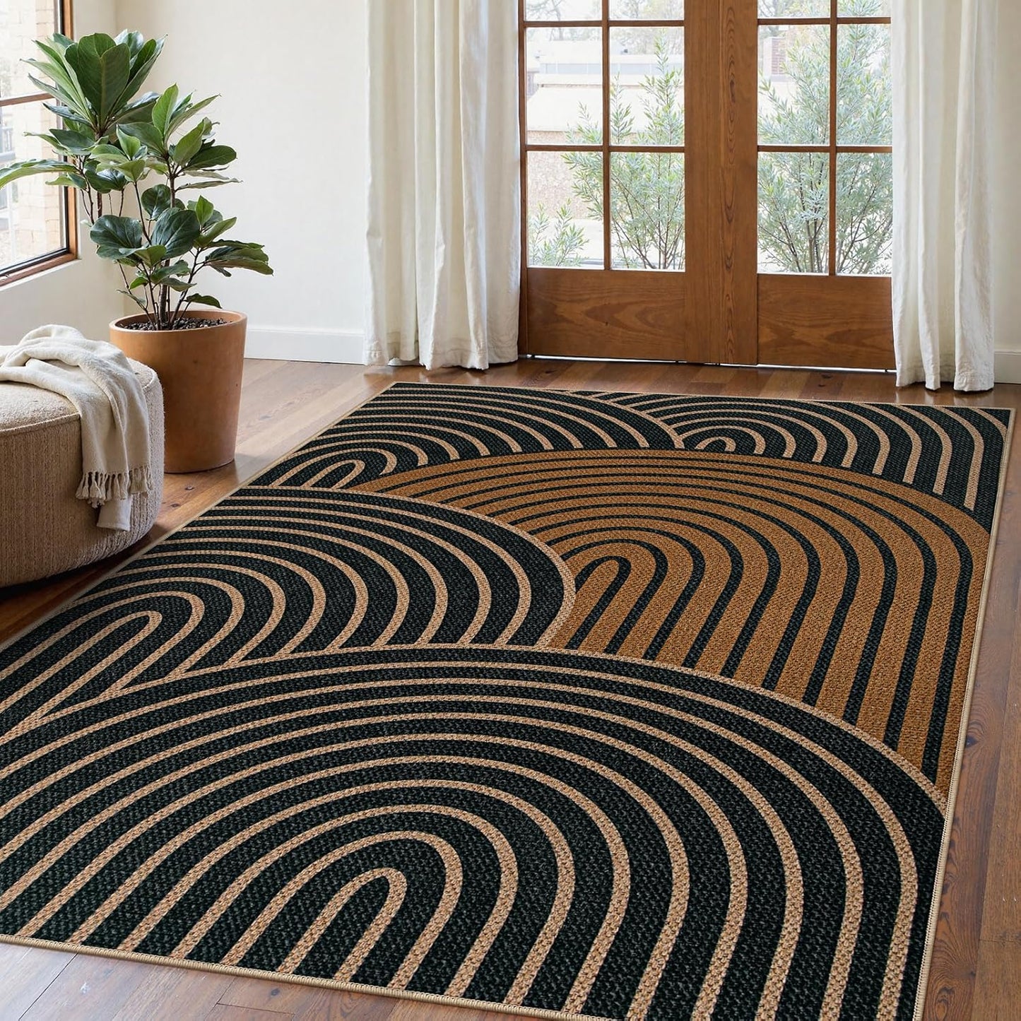 Lahome Modern Rainbow Easy Jute Rug, 2x6 Kitchen Runner Washable Rug Runners for Hallways Farmhouse Carpet, Non Slip Indoor Outdoor Runner Contemporary Door Mat for Laundry Porch