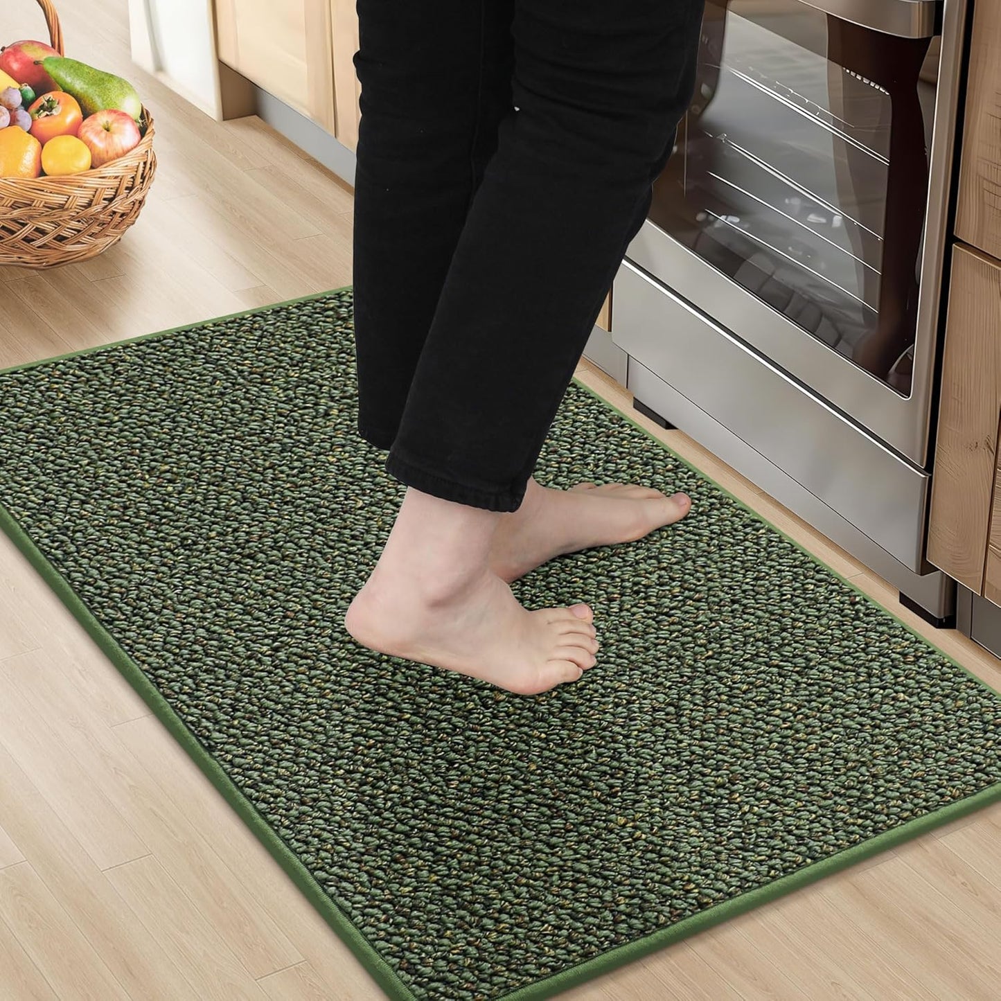 BEQHAUSE Kitchen Rugs and Mats 2PCS, Non-Slip Kitchen Mats for Floor, Absorbent and Stain Resistant Kitchen Runner, Machine Washable Rugs for Kitchen, Laundry & Sink, 20"x32"+20"x48", Taupe