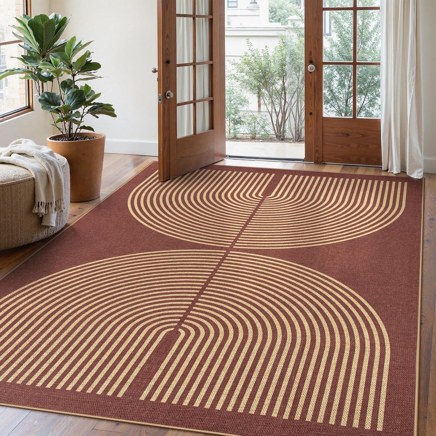 Lahome Modern Rainbow Easy Jute Rug, 2x6 Kitchen Runner Washable Rug Runners for Hallways Farmhouse Carpet, Non Slip Indoor Outdoor Runner Contemporary Door Mat for Laundry Porch