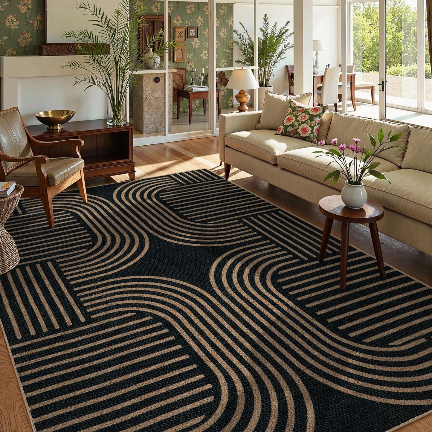 Lahome Modern Rainbow Easy Jute Rug, 2x6 Kitchen Runner Washable Rug Runners for Hallways Farmhouse Carpet, Non Slip Indoor Outdoor Runner Contemporary Door Mat for Laundry Porch