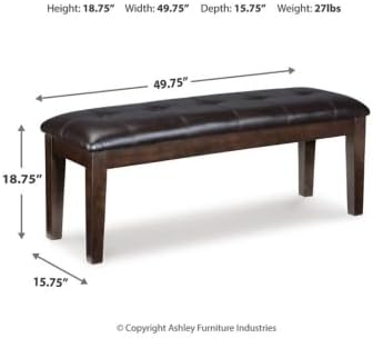 Signature Design by Ashley Haddigan Traditional Upholstered Dining Room Bench, Dark Brown