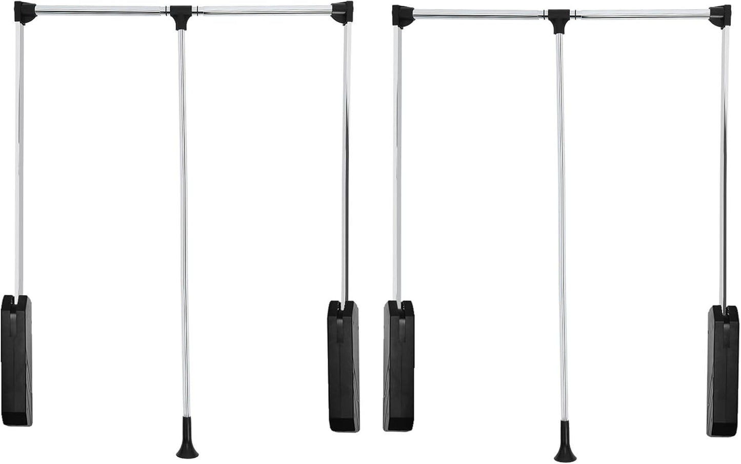 Pull Down Closet Rod, 60 lbs Load Capacity, Stainless Steel Adjustable 26-35 inches Soft-Close Wardrobe Lift Rail Organizer for Hanging Clothes, Two-way Buffering Side & Back Mounted Closet Rod