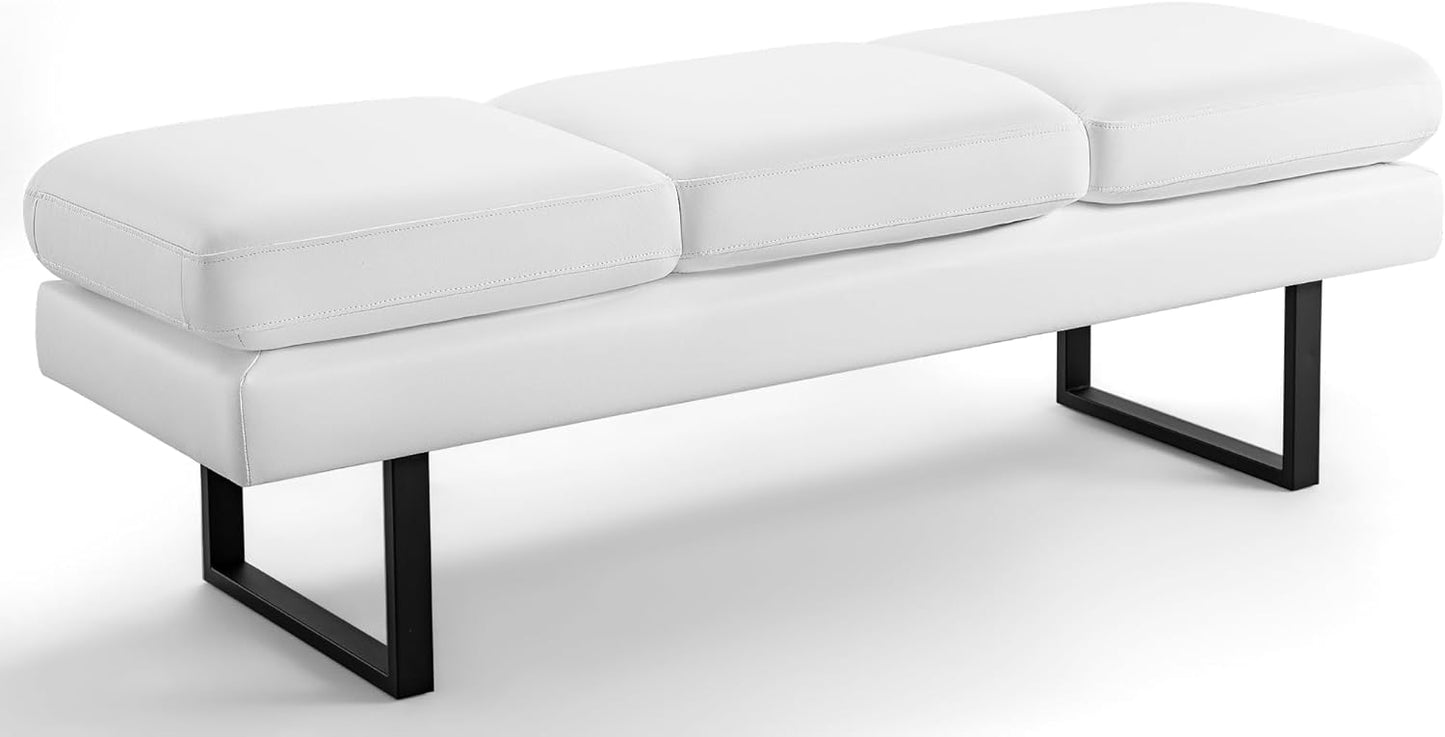 Furniwell Waiting Room Bench with 3 Seats,Faux Leather Reception Bench Upholstered Office Guest Chair Seating,Waiting Room Chair for Salon,Conference Room and Shop (Black)