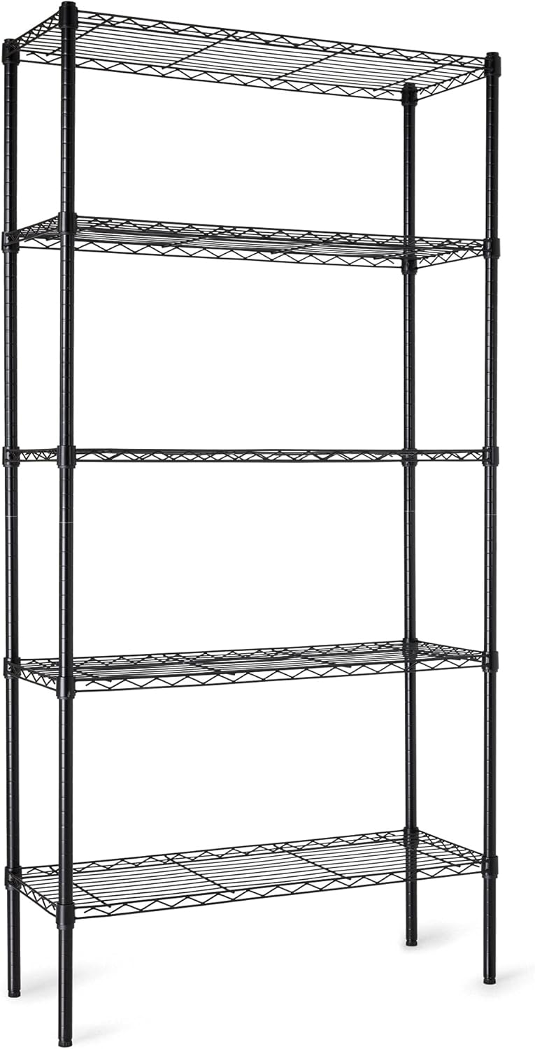 Amazon Basics 4-Shelf Adjustable Heavy Duty Steel Wire Rack Storage Shelving Organizer for Kitchen, Garage, 36" L x 14" W x 54" H, Black