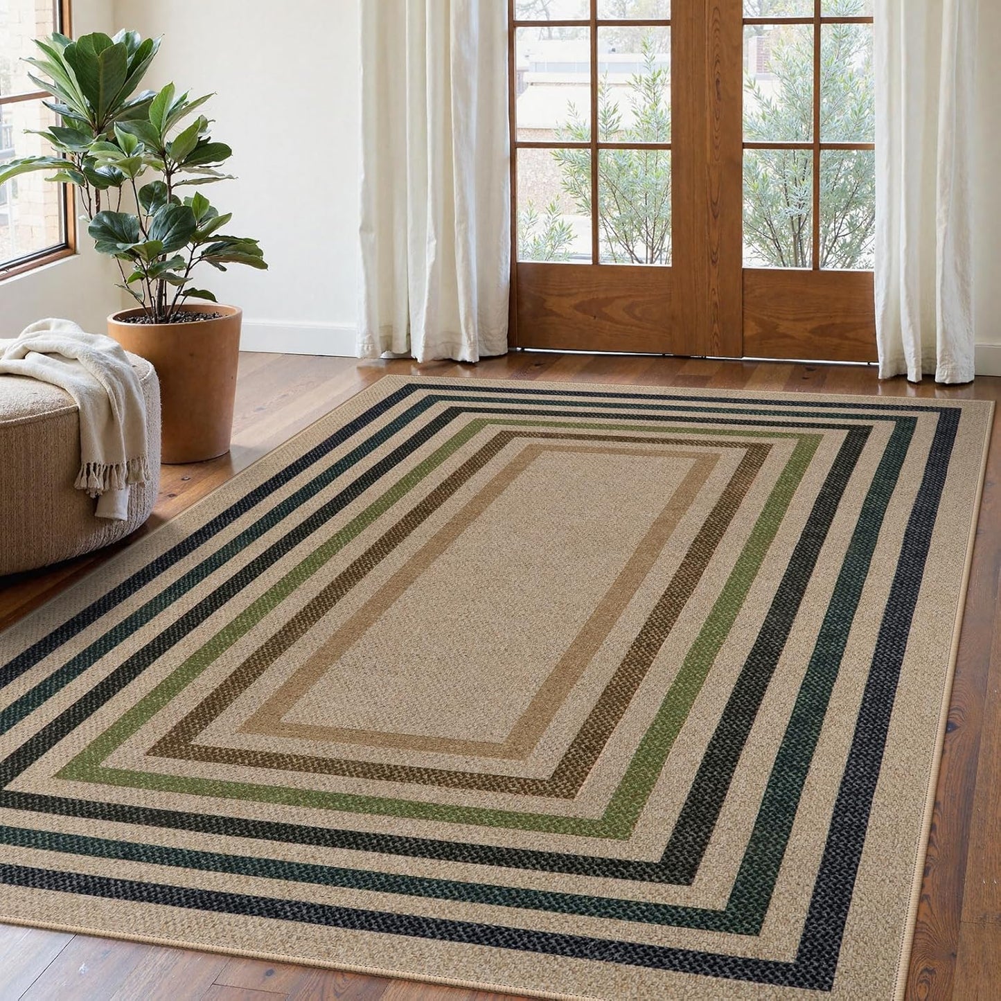 Lahome Modern Rainbow Easy Jute Rug, 2x6 Kitchen Runner Washable Rug Runners for Hallways Farmhouse Carpet, Non Slip Indoor Outdoor Runner Contemporary Door Mat for Laundry Porch