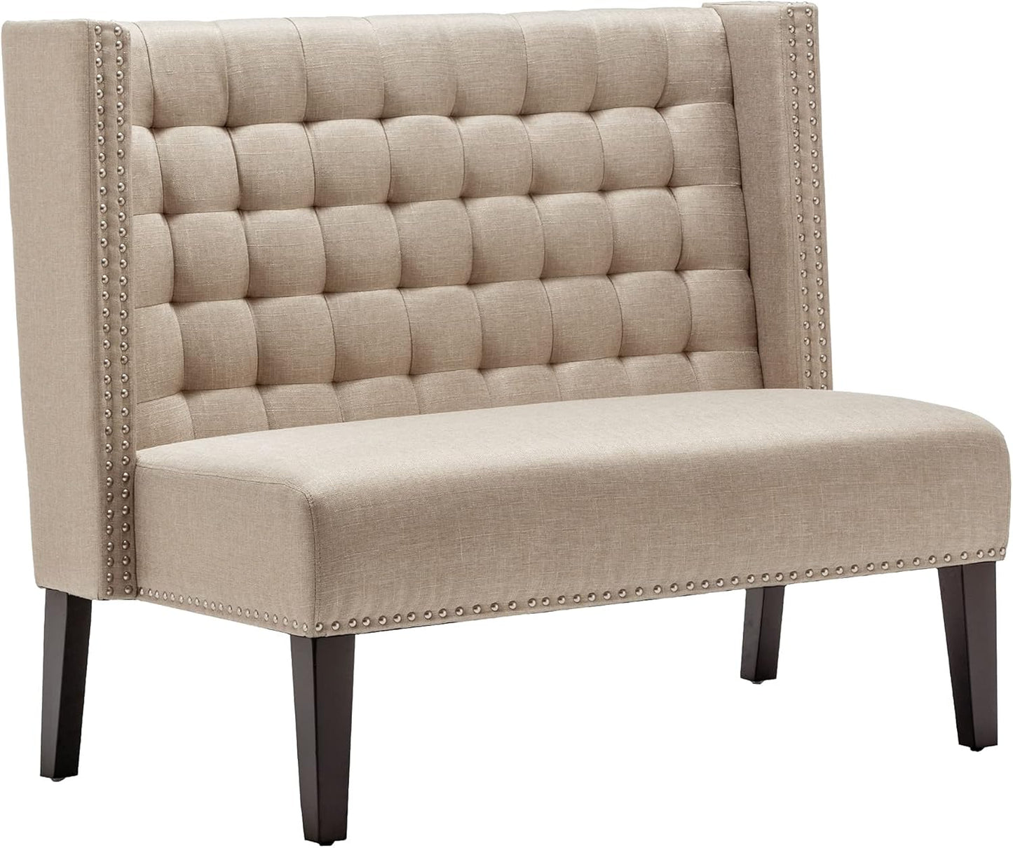 Andeworld Modern Loveseat Settee Bench Sofa Couch, Upholstered Banquette Dining Bench with Back for Dining Living Room Hallway or Entryway Seating,Slate