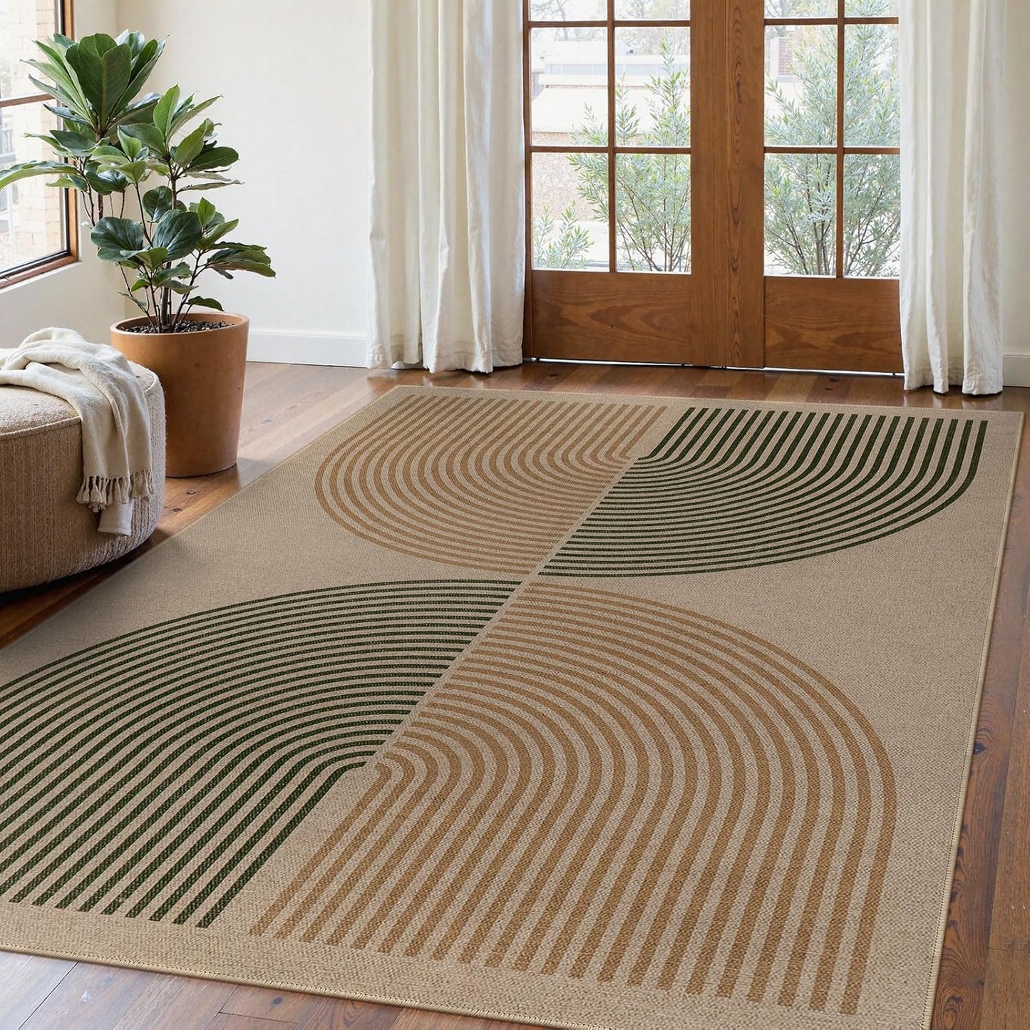 Lahome Modern Rainbow Easy Jute Rug, 2x6 Kitchen Runner Washable Rug Runners for Hallways Farmhouse Carpet, Non Slip Indoor Outdoor Runner Contemporary Door Mat for Laundry Porch