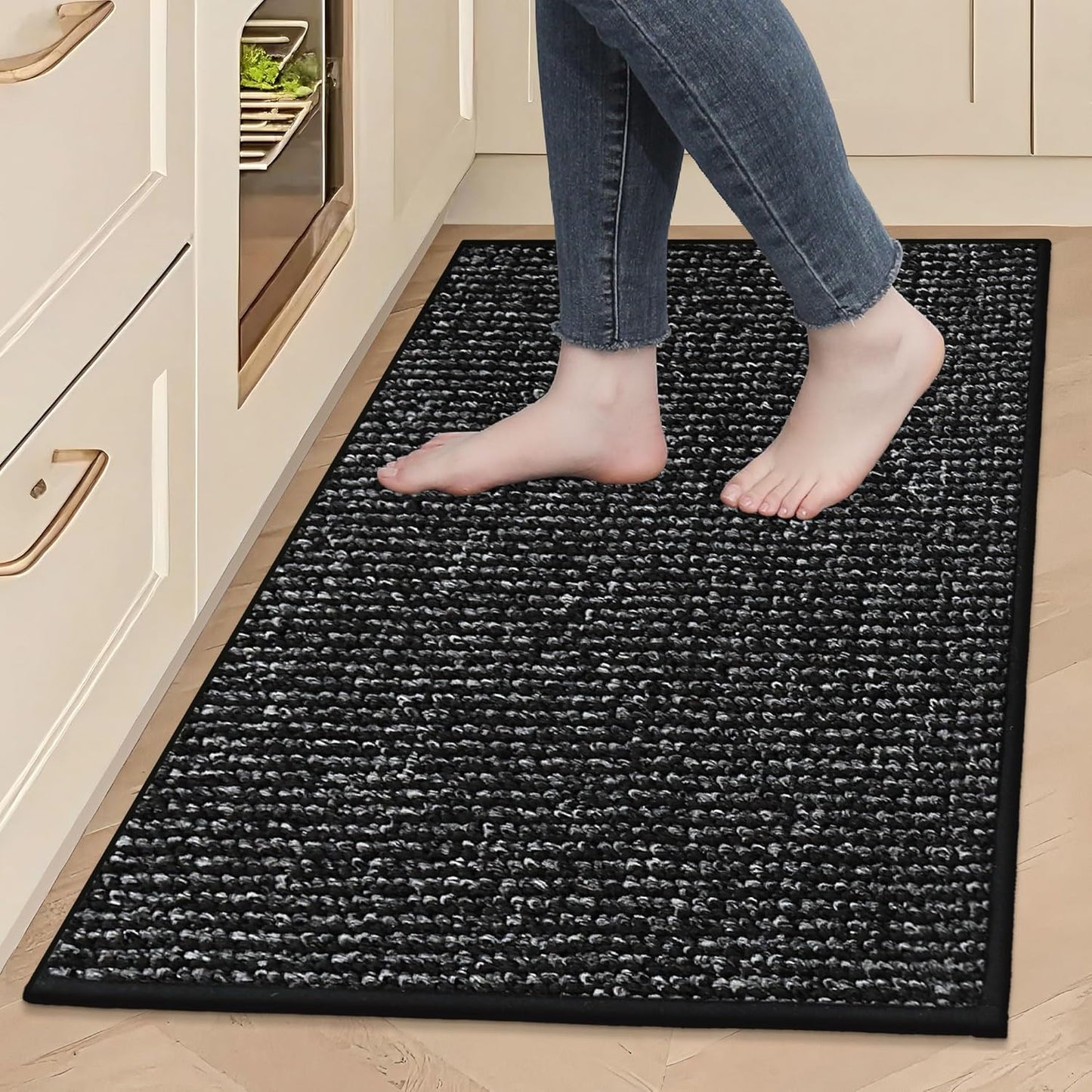 BEQHAUSE Kitchen Rugs and Mats 2PCS, Non-Slip Kitchen Mats for Floor, Absorbent and Stain Resistant Kitchen Runner, Machine Washable Rugs for Kitchen, Laundry & Sink, 20"x32"+20"x48", Taupe