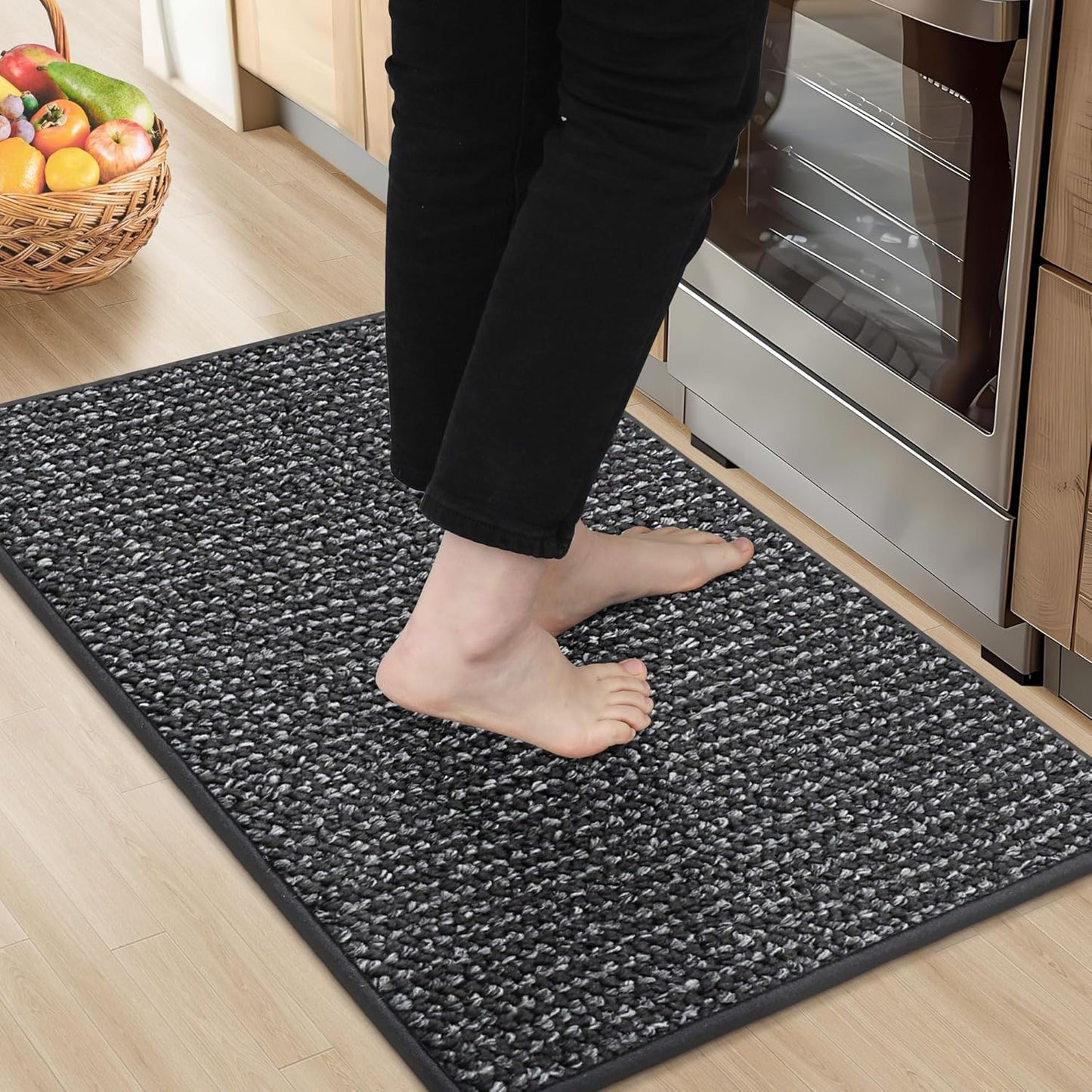 BEQHAUSE Kitchen Rugs and Mats 2PCS, Non-Slip Kitchen Mats for Floor, Absorbent and Stain Resistant Kitchen Runner, Machine Washable Rugs for Kitchen, Laundry & Sink, 20"x32"+20"x48", Taupe
