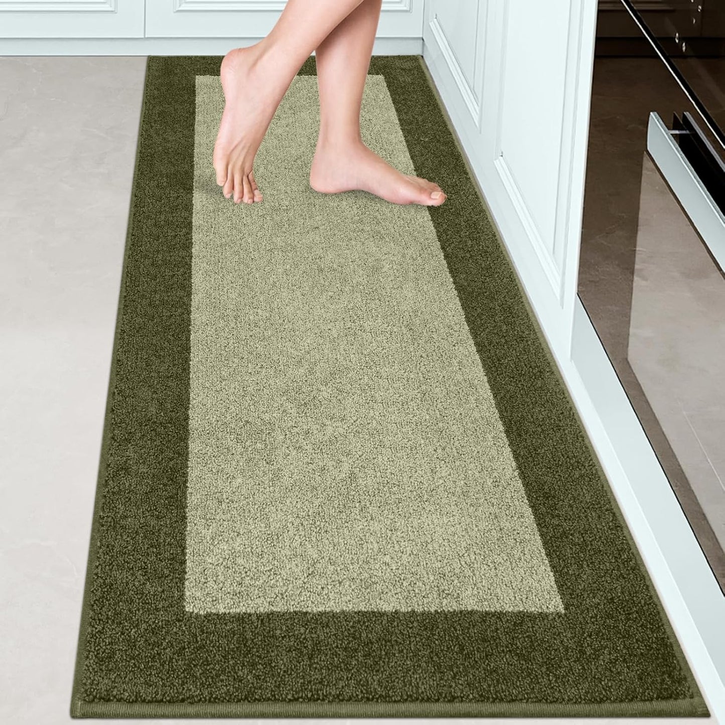 Machine Washable (24" x 36"+ 24" x 60"') Kitchen Rugs Set of 2, Non Slip Kitchen Mats for Floor, Absorbent Entrance Runner Rugs for Bedroom, Hallway, Bathroom, Door (Roll Packing)