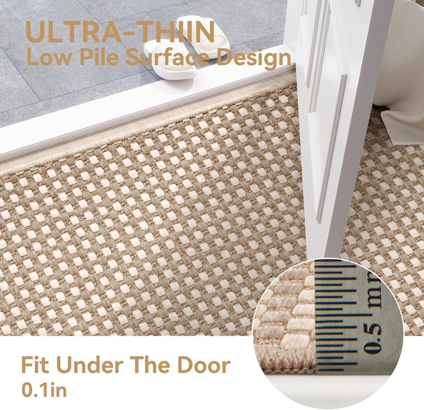 2x6 ft Boho Kitchen Runner Rugs Mat Non Slip Woven Runners for Hallways Washable, Soft Long Entryway Laundry Hall Floor Runner Carpet for Indoor Backdoor Bedroom Kitchen Living Room, Brown