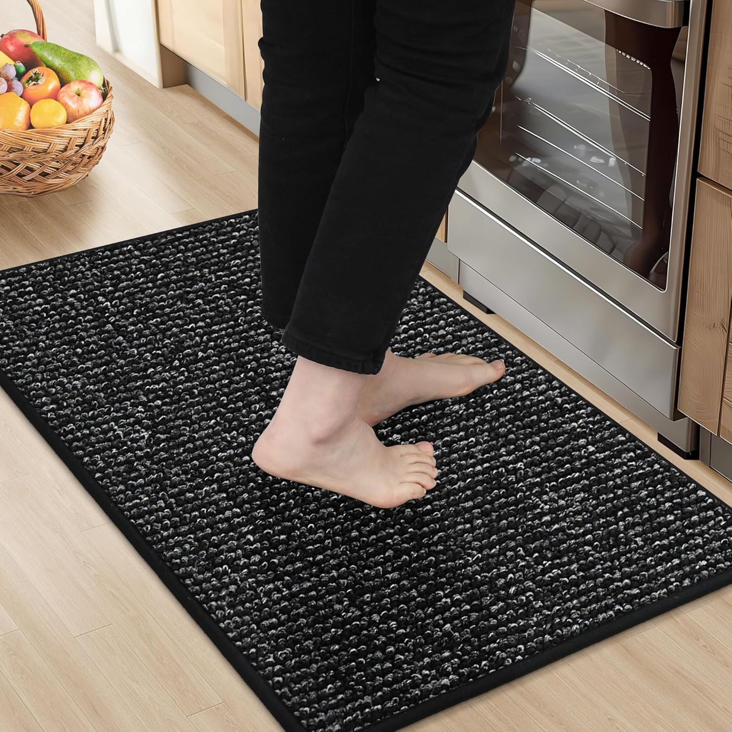 BEQHAUSE Kitchen Rugs and Mats 2PCS, Non-Slip Kitchen Mats for Floor, Absorbent and Stain Resistant Kitchen Runner, Machine Washable Rugs for Kitchen, Laundry & Sink, 20"x32"+20"x48", Taupe