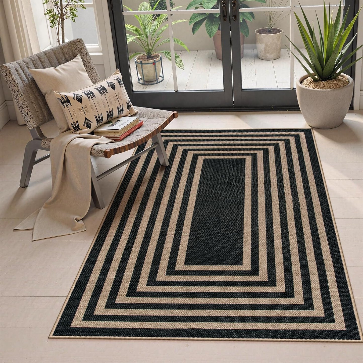 Lahome Modern Rainbow Easy Jute Rug, 2x6 Kitchen Runner Washable Rug Runners for Hallways Farmhouse Carpet, Non Slip Indoor Outdoor Runner Contemporary Door Mat for Laundry Porch