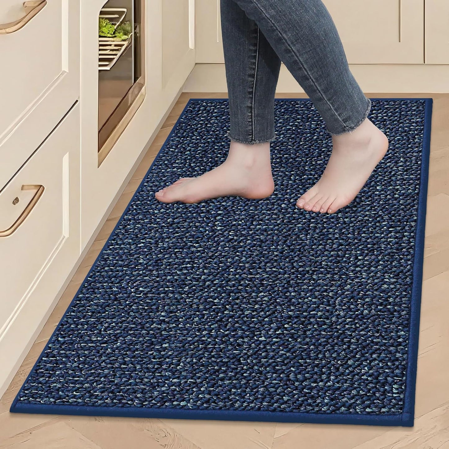 BEQHAUSE Kitchen Rugs and Mats 2PCS, Non-Slip Kitchen Mats for Floor, Absorbent and Stain Resistant Kitchen Runner, Machine Washable Rugs for Kitchen, Laundry & Sink, 20"x32"+20"x48", Taupe