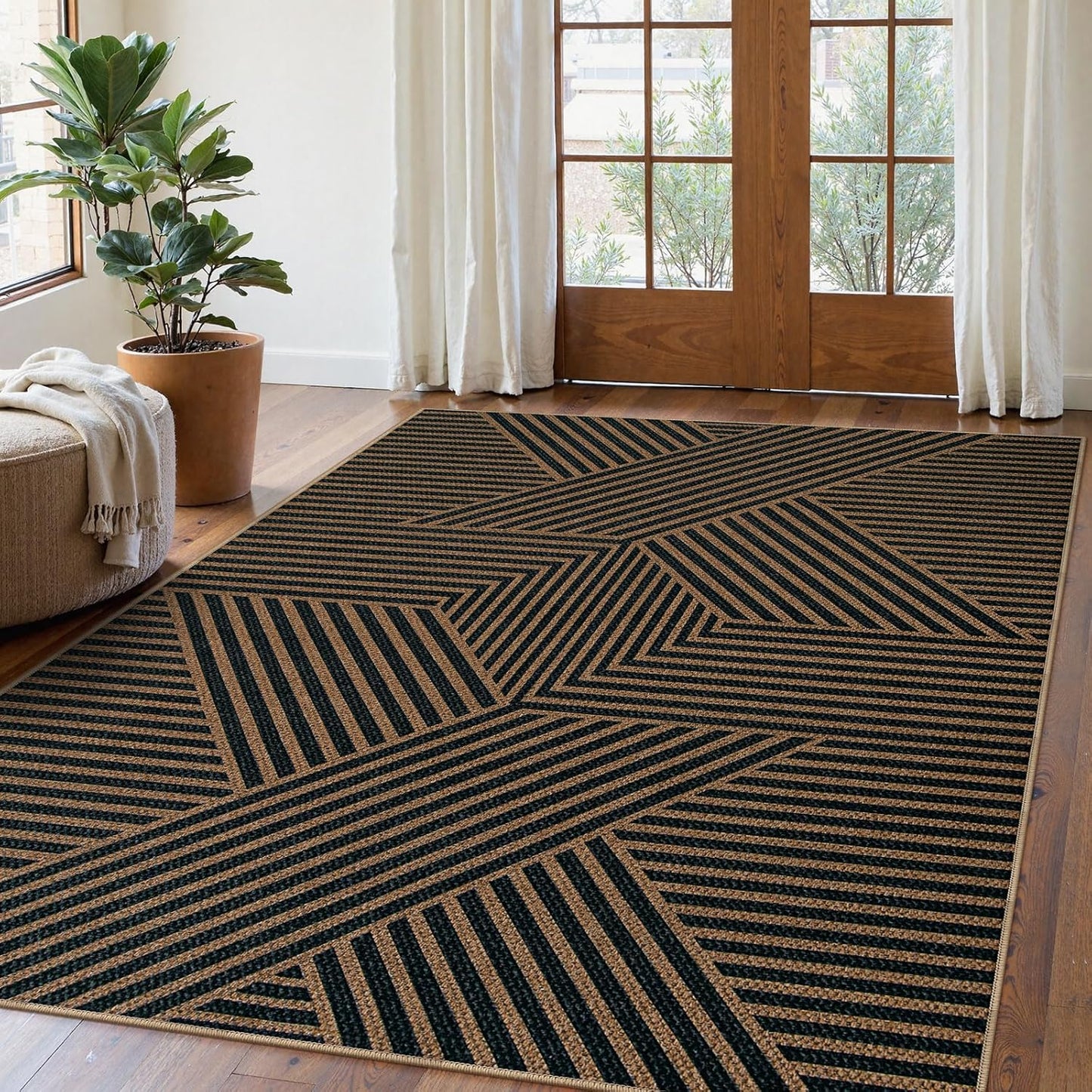 Lahome Modern Rainbow Easy Jute Rug, 2x6 Kitchen Runner Washable Rug Runners for Hallways Farmhouse Carpet, Non Slip Indoor Outdoor Runner Contemporary Door Mat for Laundry Porch