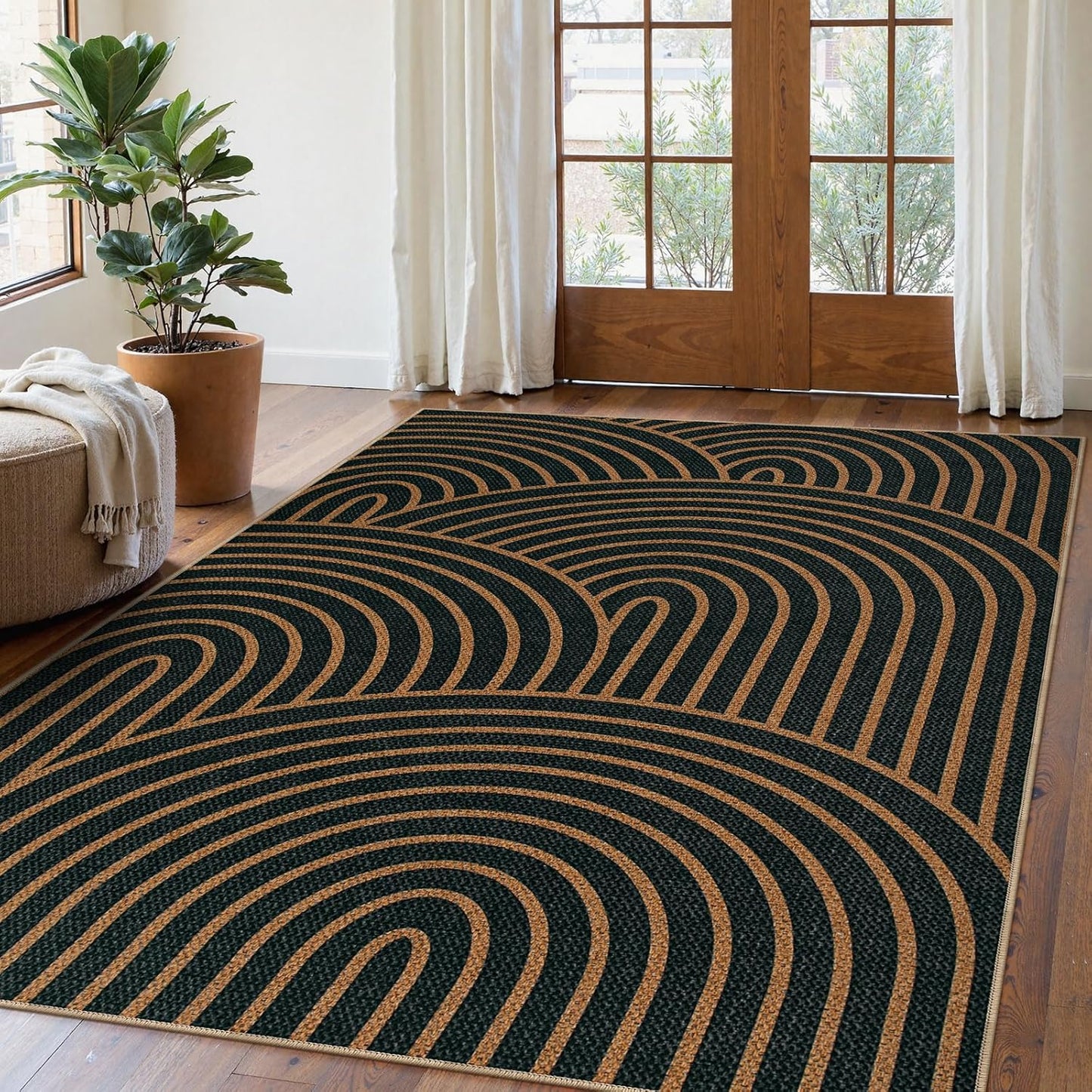 Lahome Modern Rainbow Easy Jute Rug, 2x6 Kitchen Runner Washable Rug Runners for Hallways Farmhouse Carpet, Non Slip Indoor Outdoor Runner Contemporary Door Mat for Laundry Porch