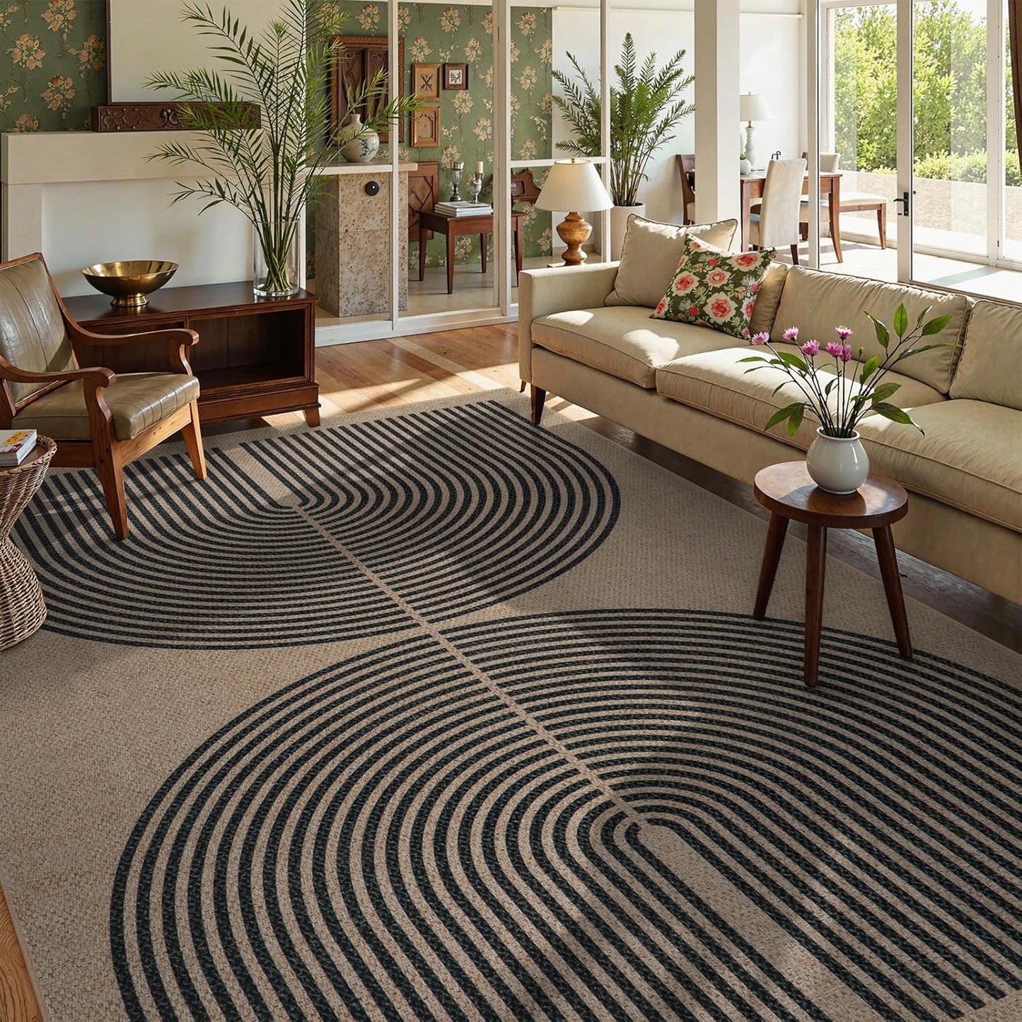 Lahome Modern Rainbow Easy Jute Rug, 2x6 Kitchen Runner Washable Rug Runners for Hallways Farmhouse Carpet, Non Slip Indoor Outdoor Runner Contemporary Door Mat for Laundry Porch