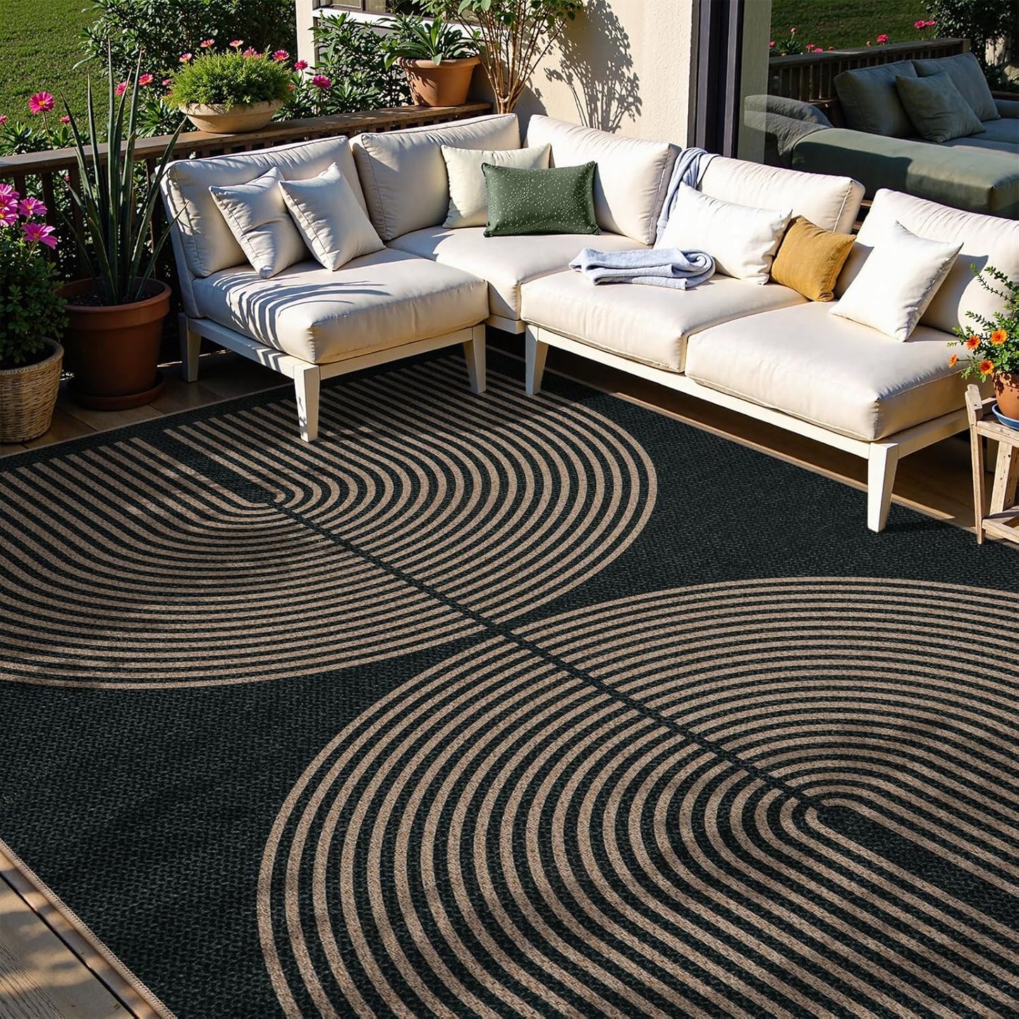 Lahome Modern Rainbow Easy Jute Rug, 2x6 Kitchen Runner Washable Rug Runners for Hallways Farmhouse Carpet, Non Slip Indoor Outdoor Runner Contemporary Door Mat for Laundry Porch