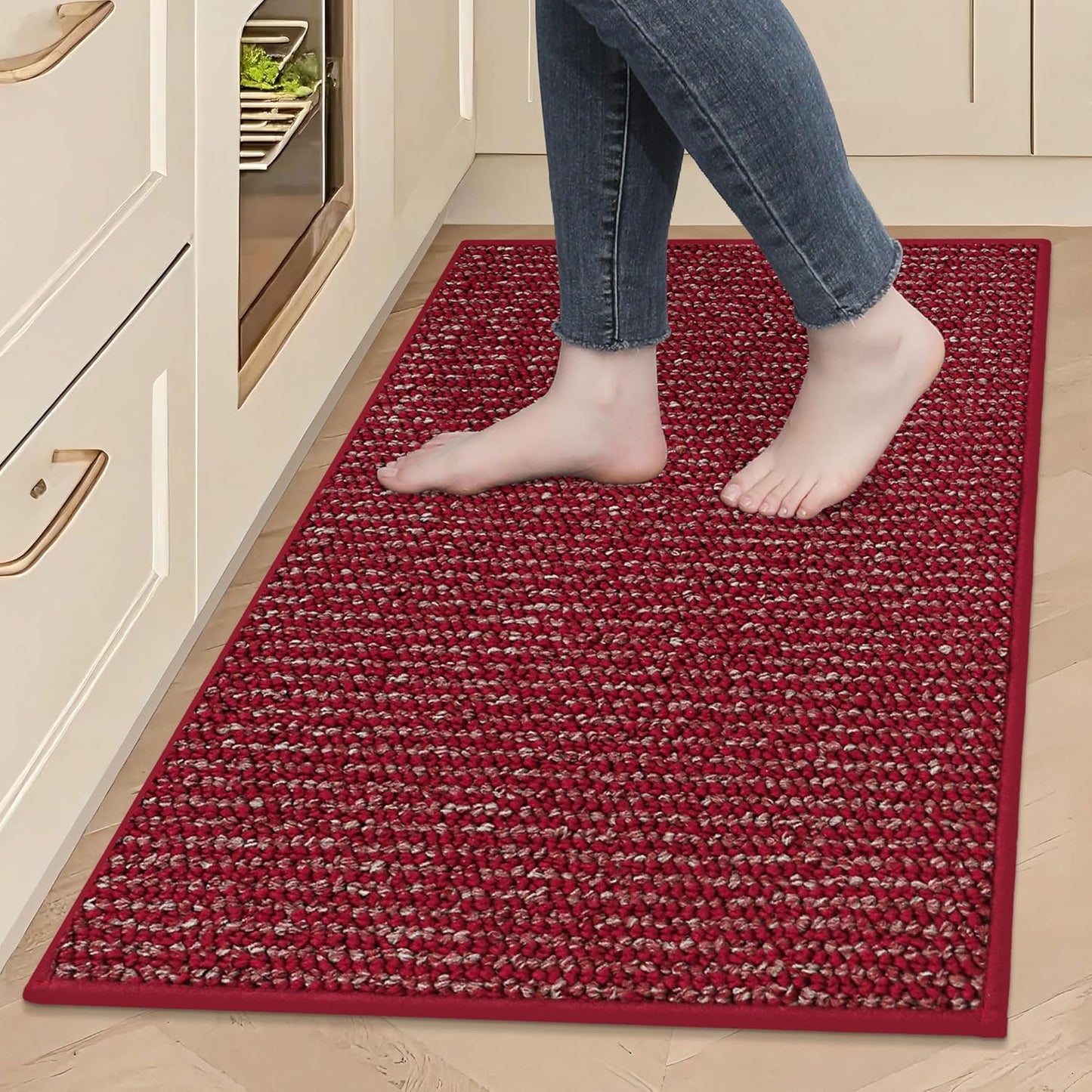 BEQHAUSE Kitchen Rugs and Mats 2PCS, Non-Slip Kitchen Mats for Floor, Absorbent and Stain Resistant Kitchen Runner, Machine Washable Rugs for Kitchen, Laundry & Sink, 20"x32"+20"x48", Taupe