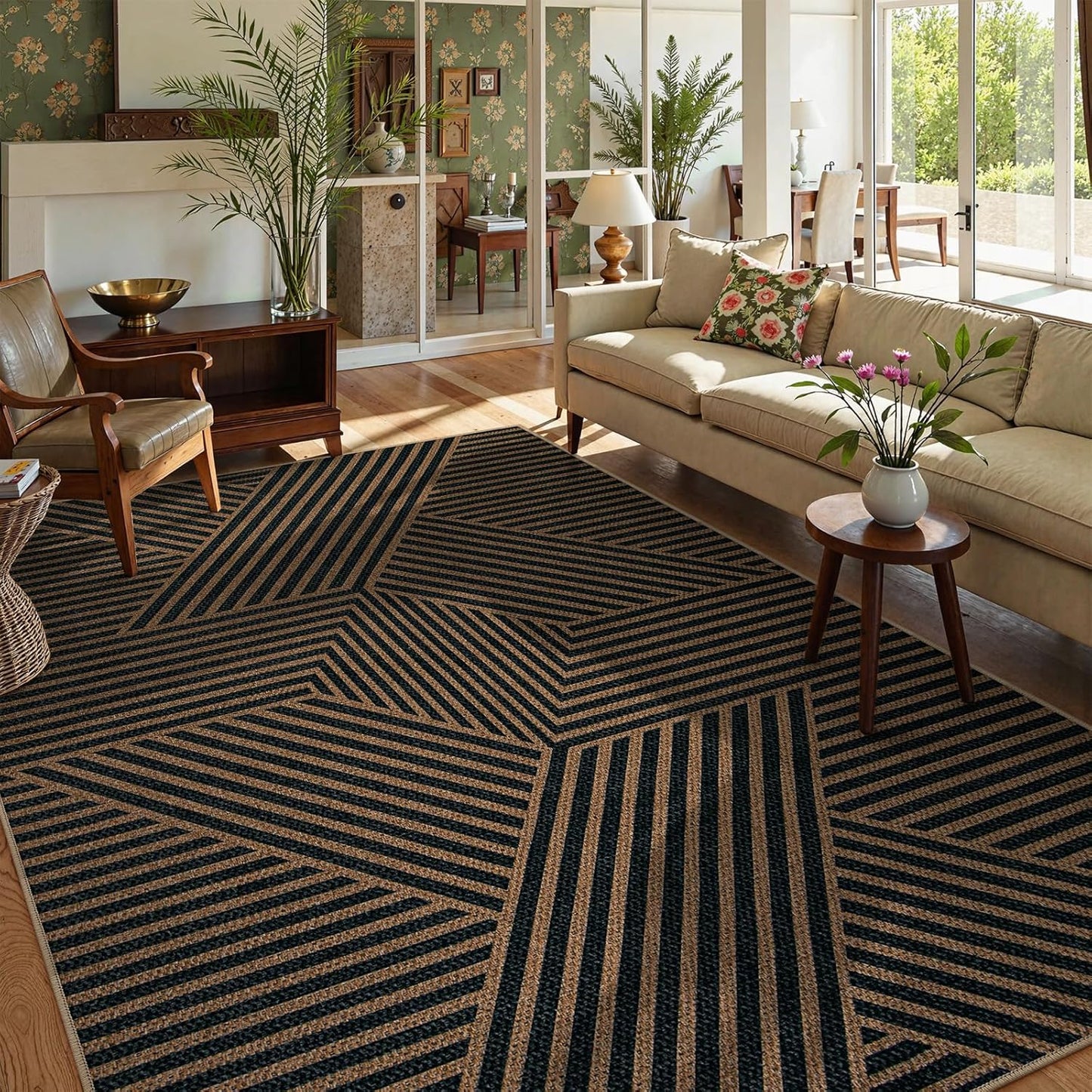 Lahome Modern Rainbow Easy Jute Rug, 2x6 Kitchen Runner Washable Rug Runners for Hallways Farmhouse Carpet, Non Slip Indoor Outdoor Runner Contemporary Door Mat for Laundry Porch