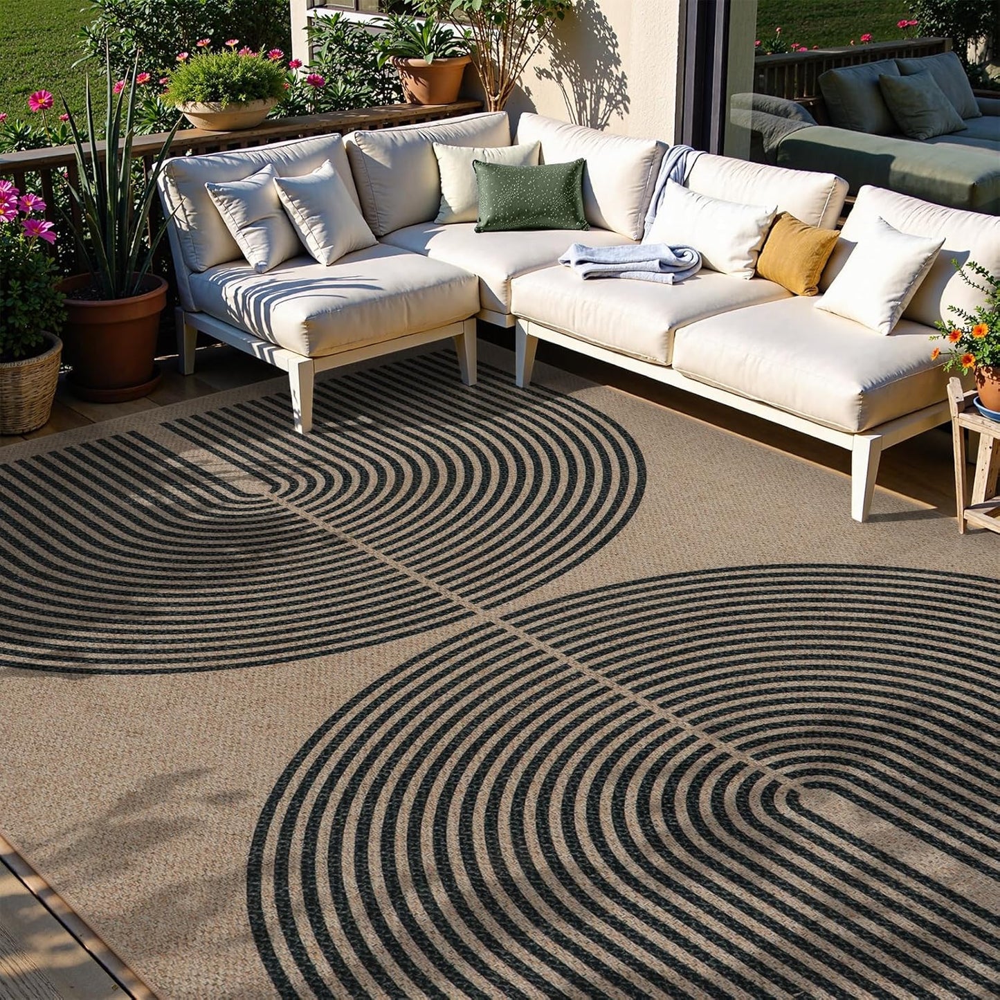 Lahome Modern Rainbow Easy Jute Rug, 2x6 Kitchen Runner Washable Rug Runners for Hallways Farmhouse Carpet, Non Slip Indoor Outdoor Runner Contemporary Door Mat for Laundry Porch